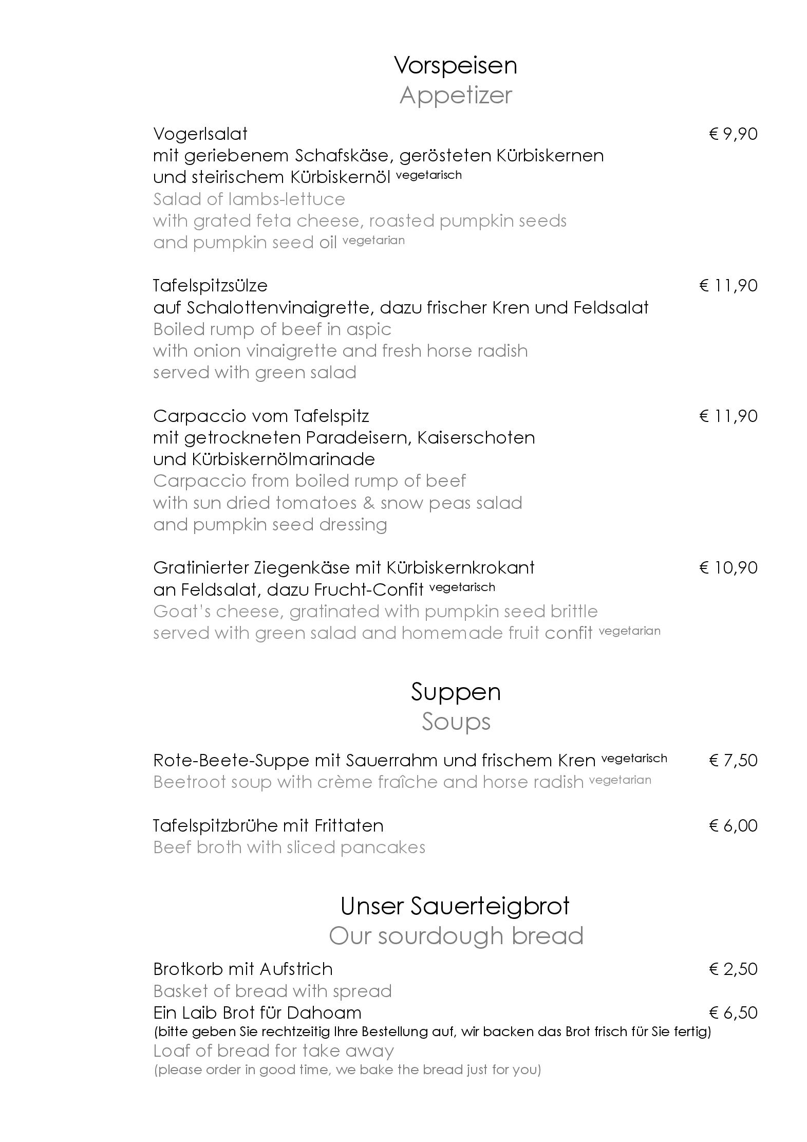Speisekarte