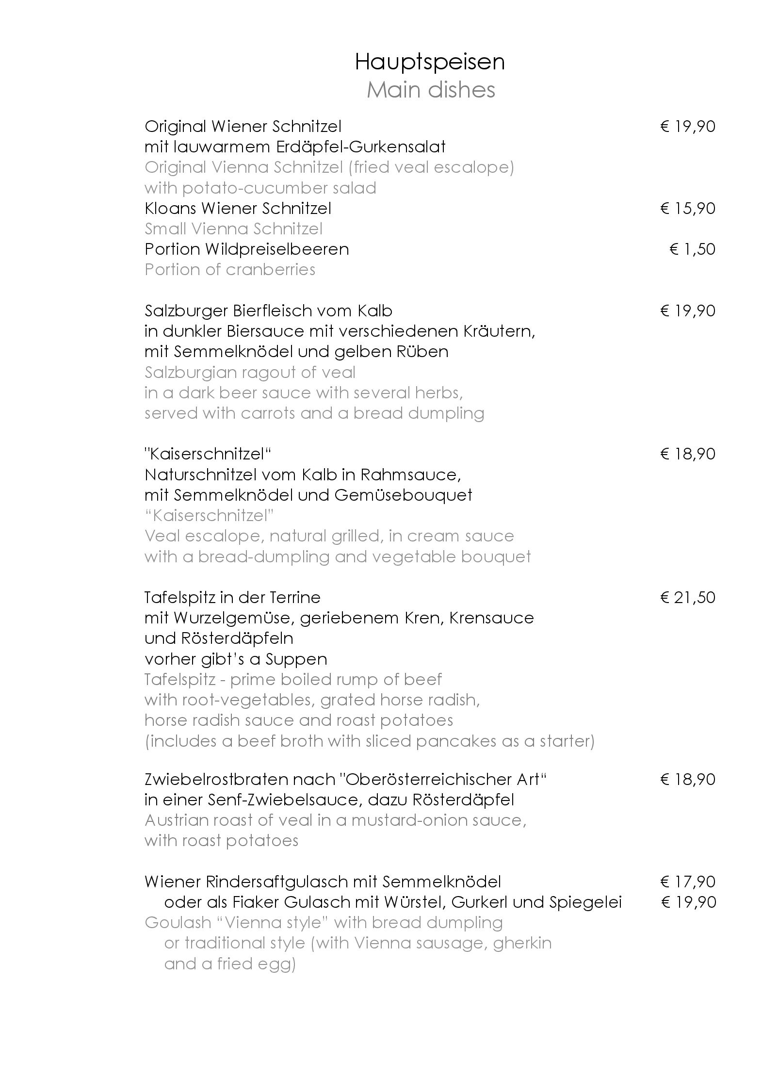 Speisekarte
