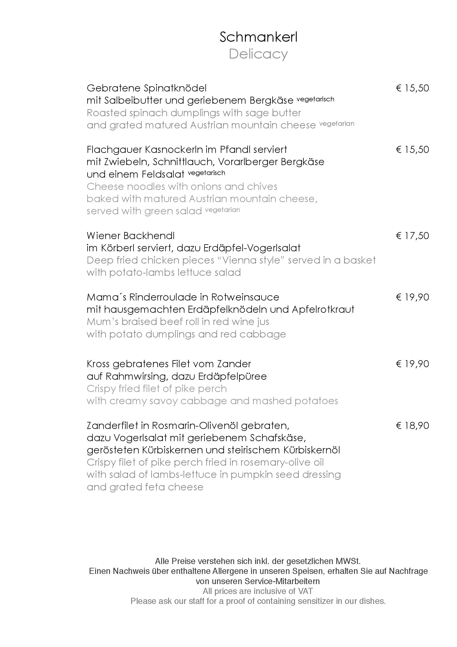 Speisekarte