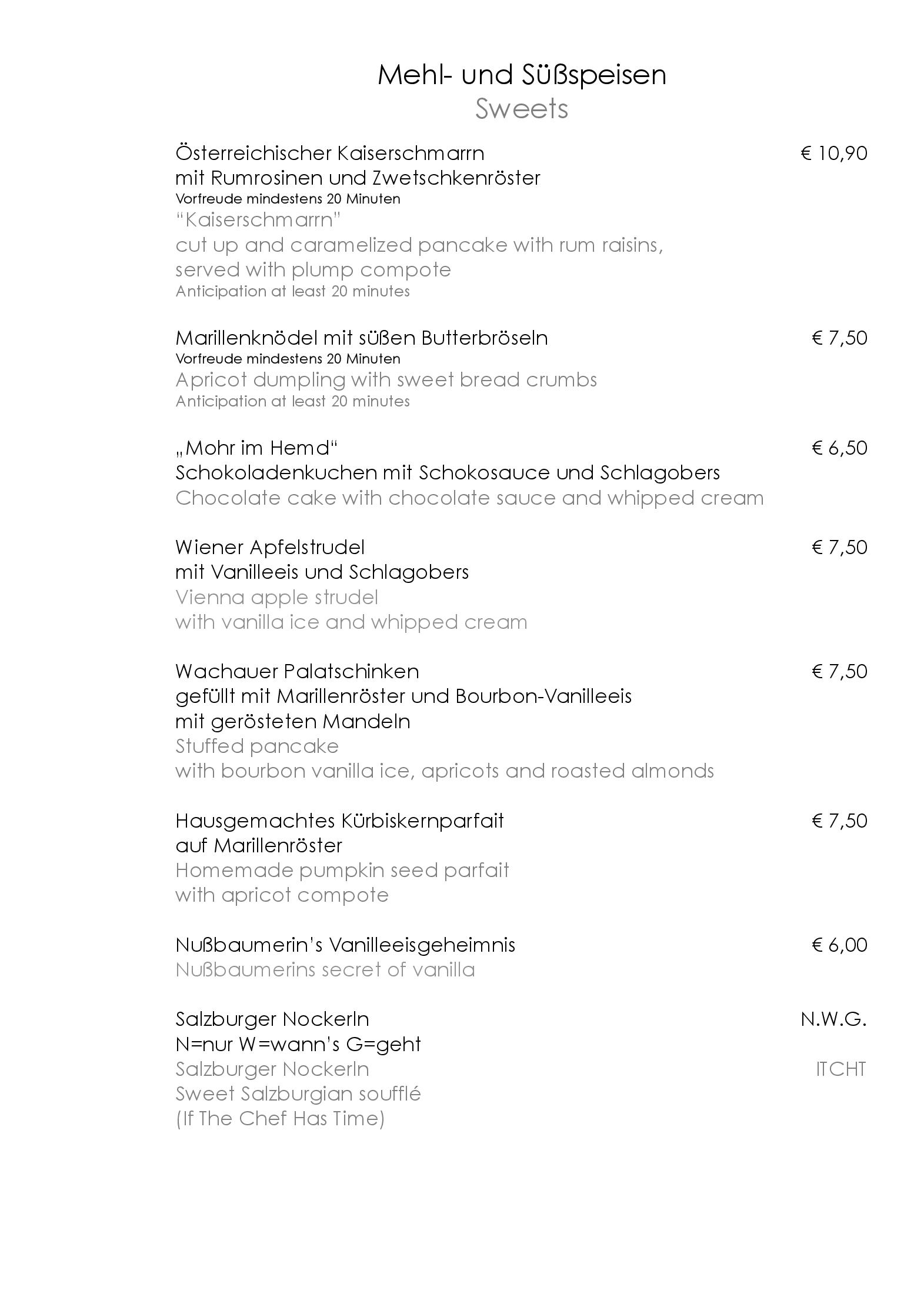 Speisekarte