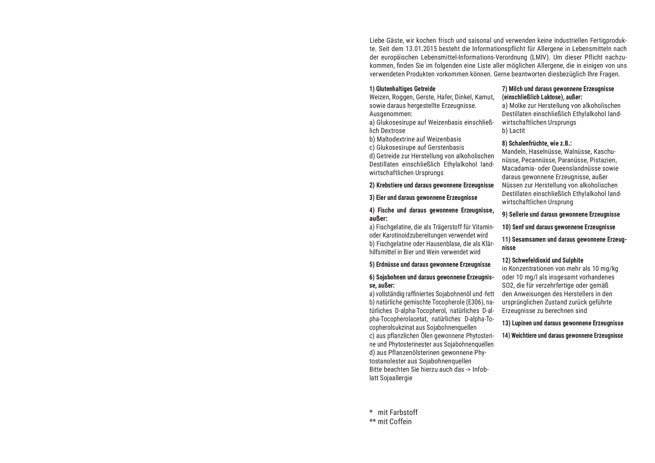 Speisekarte