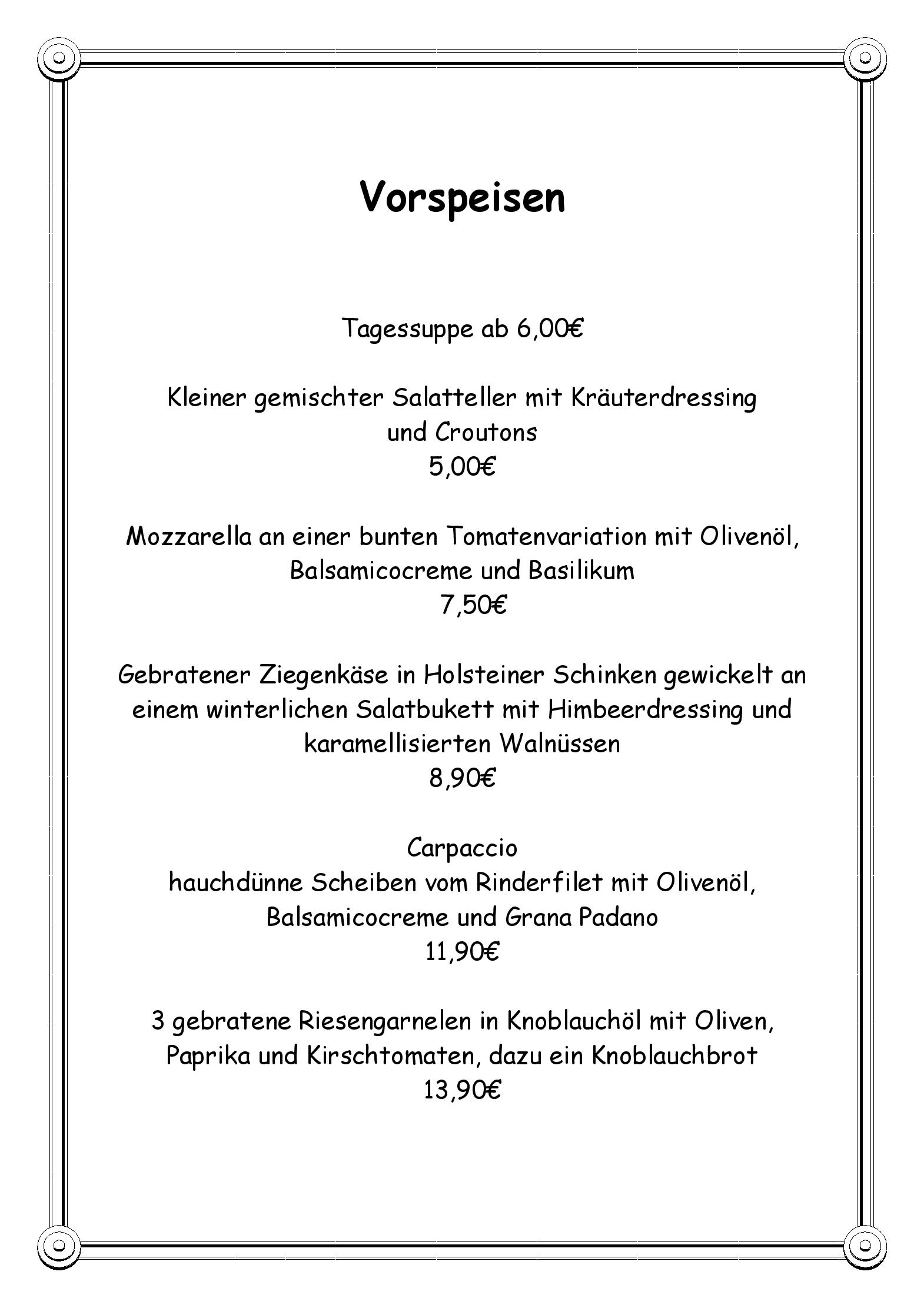 Speisekarte