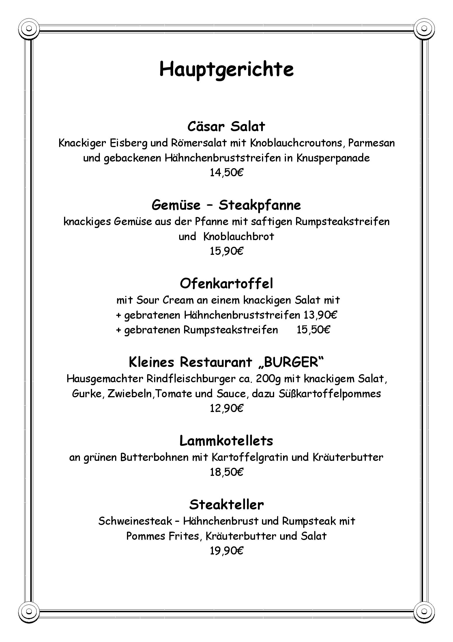 Speisekarte