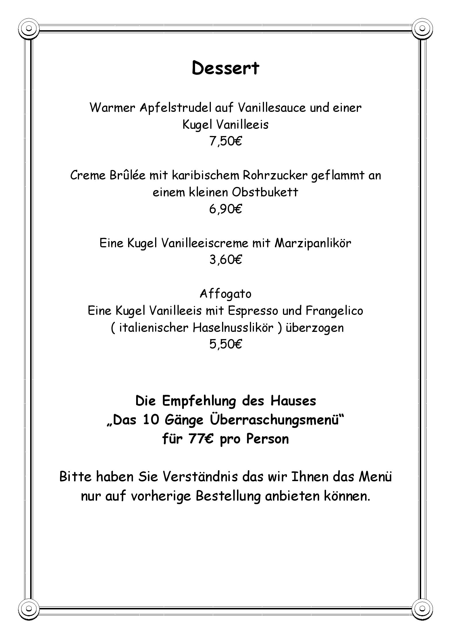 Speisekarte