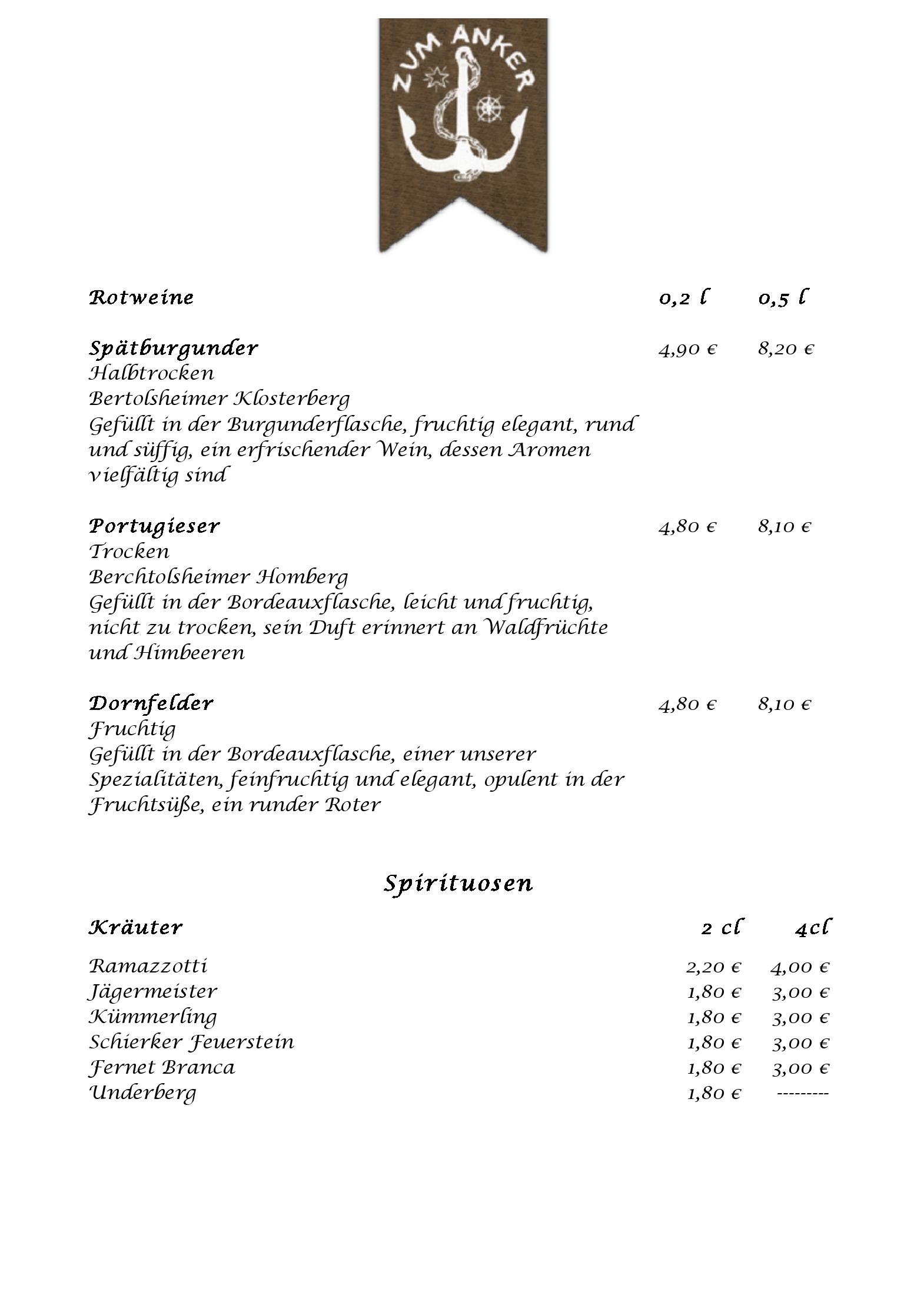 Speisekarte