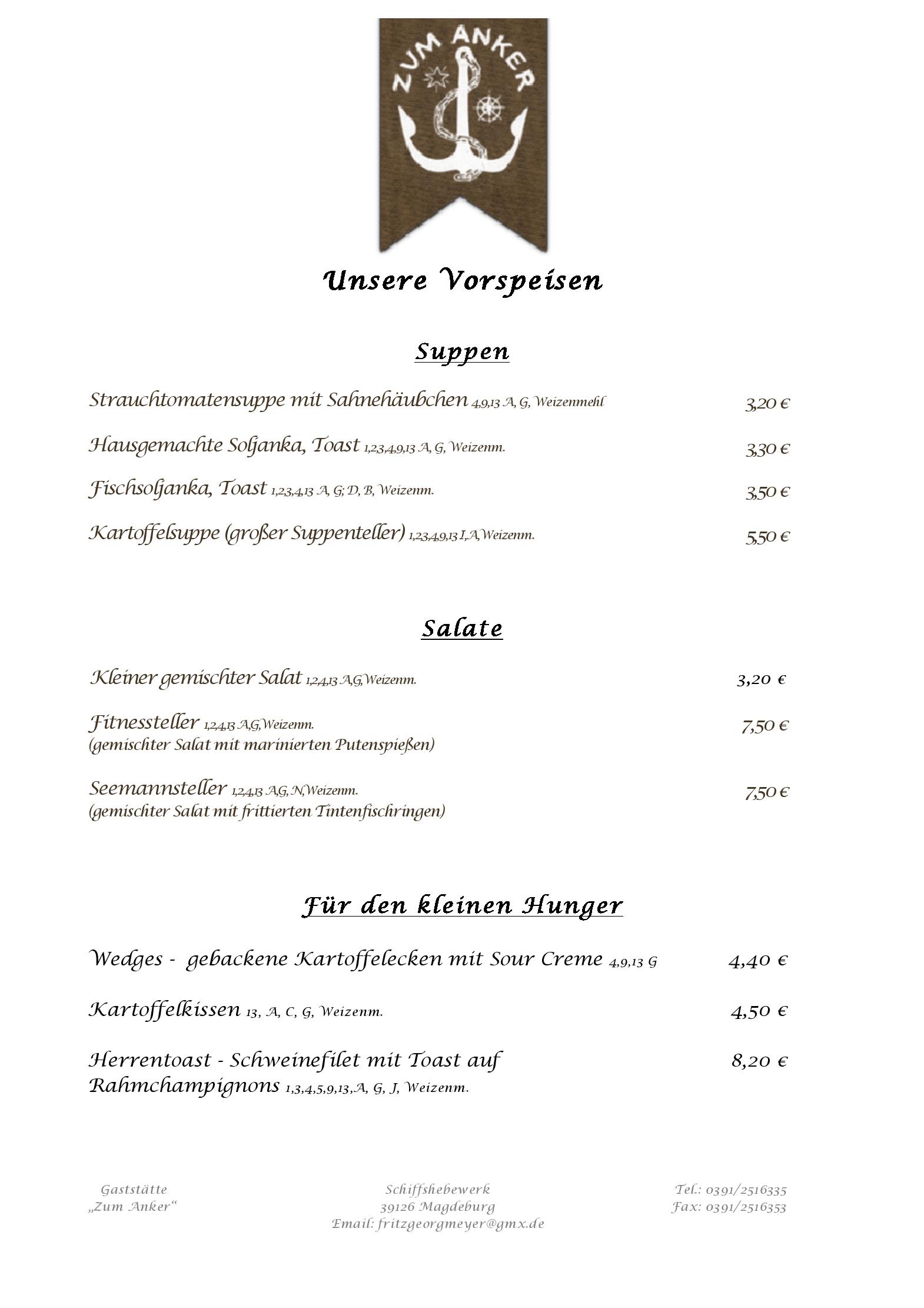 Speisekarte
