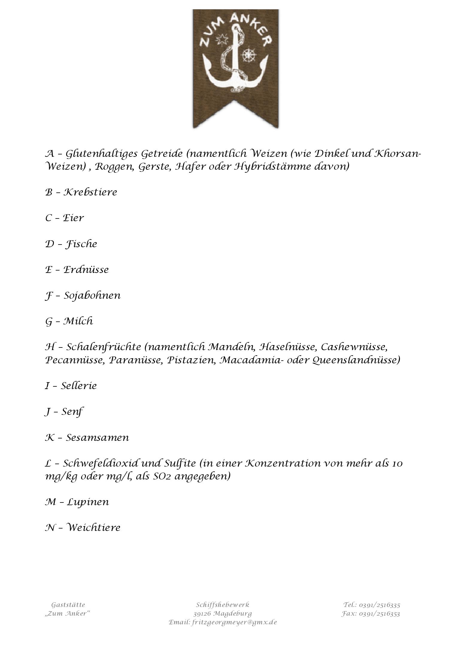 Speisekarte