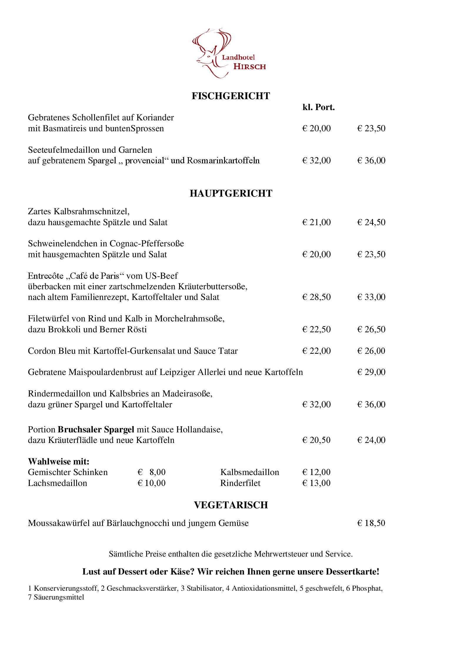 Speisekarte