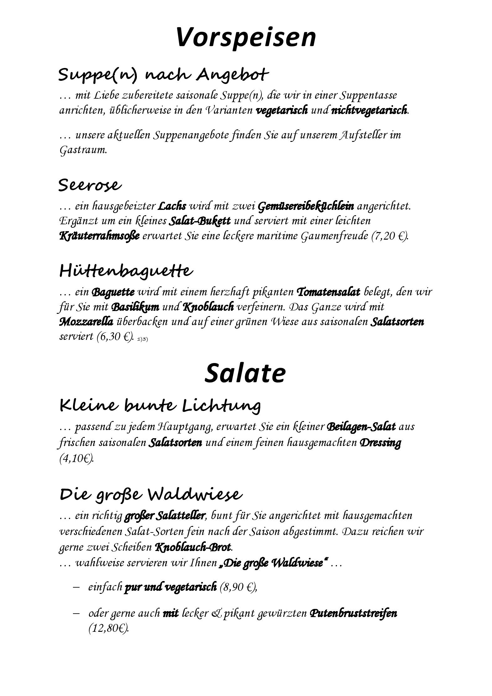 Speisekarte