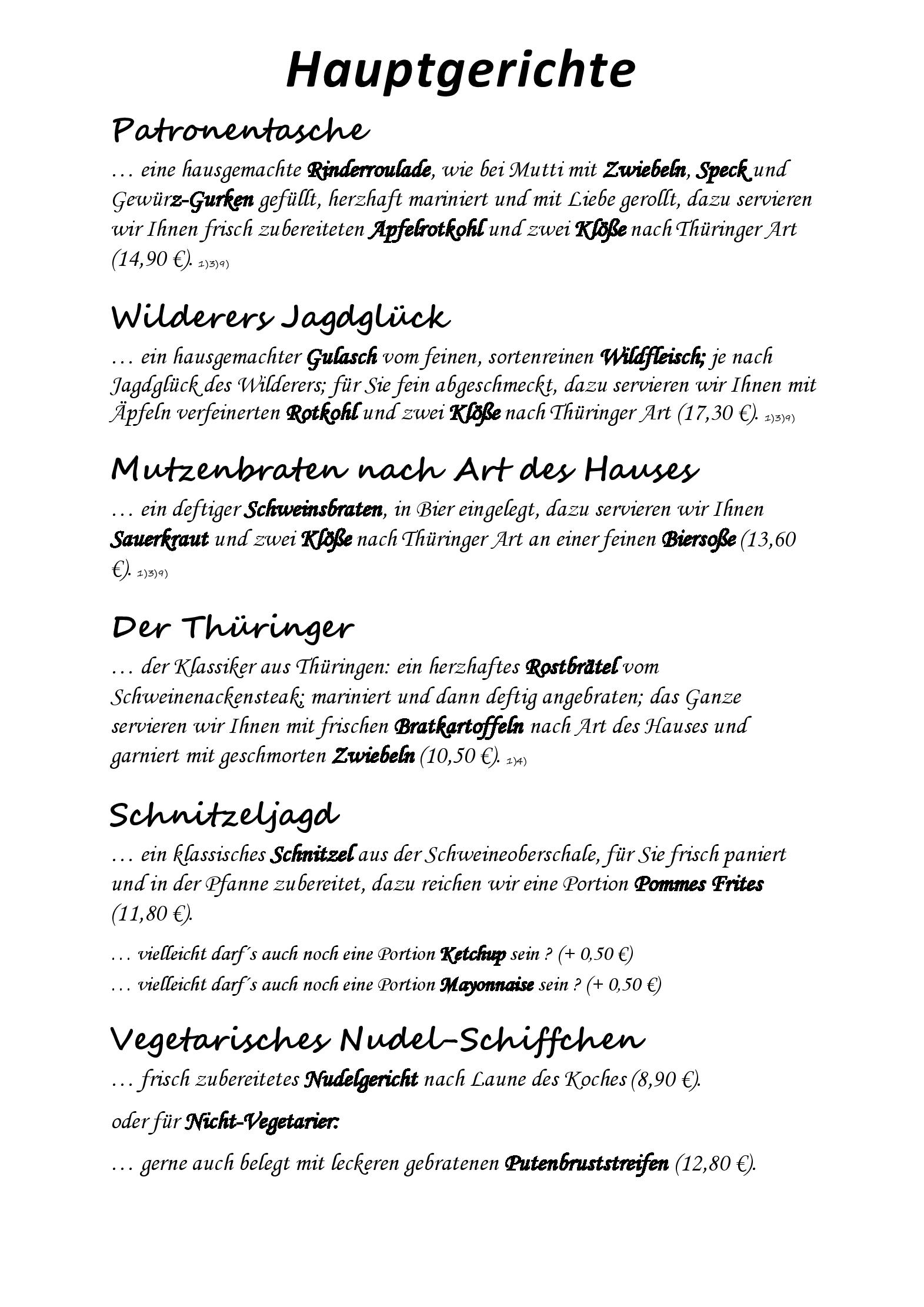 Speisekarte