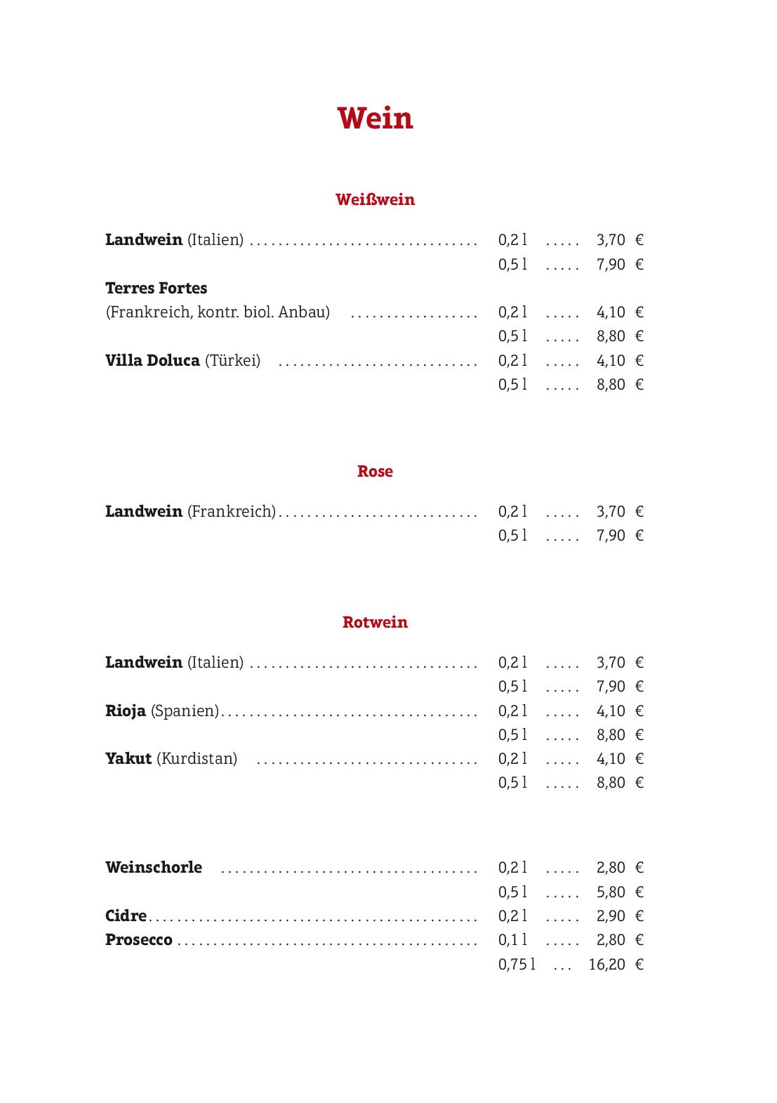 Speisekarte