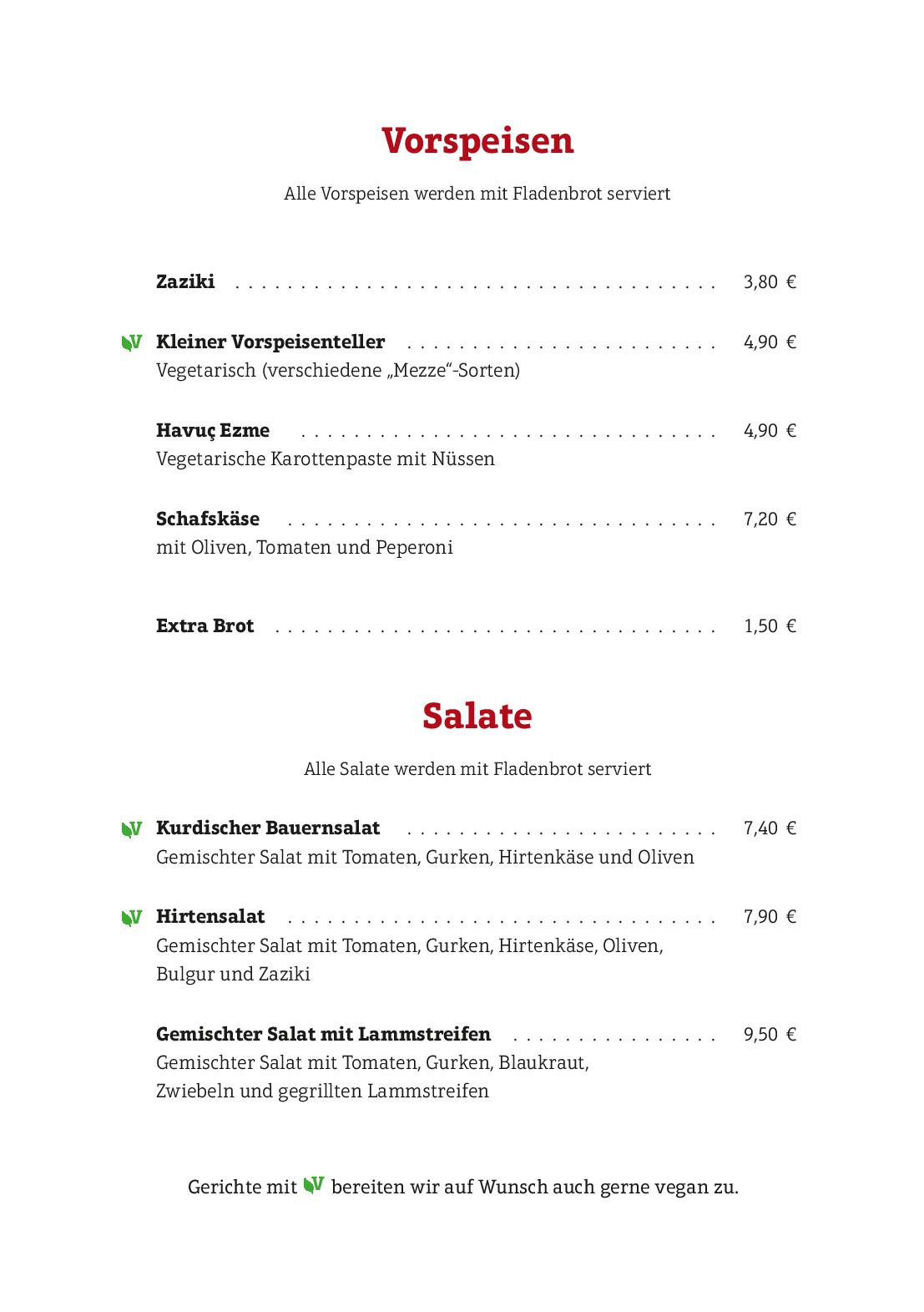 Speisekarte