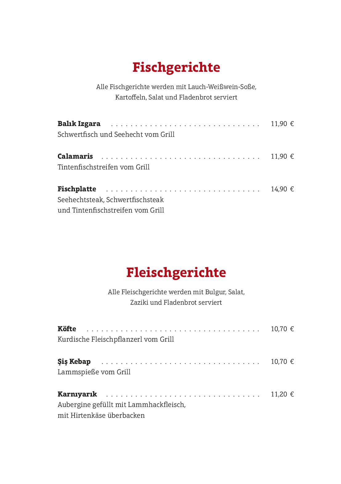 Speisekarte