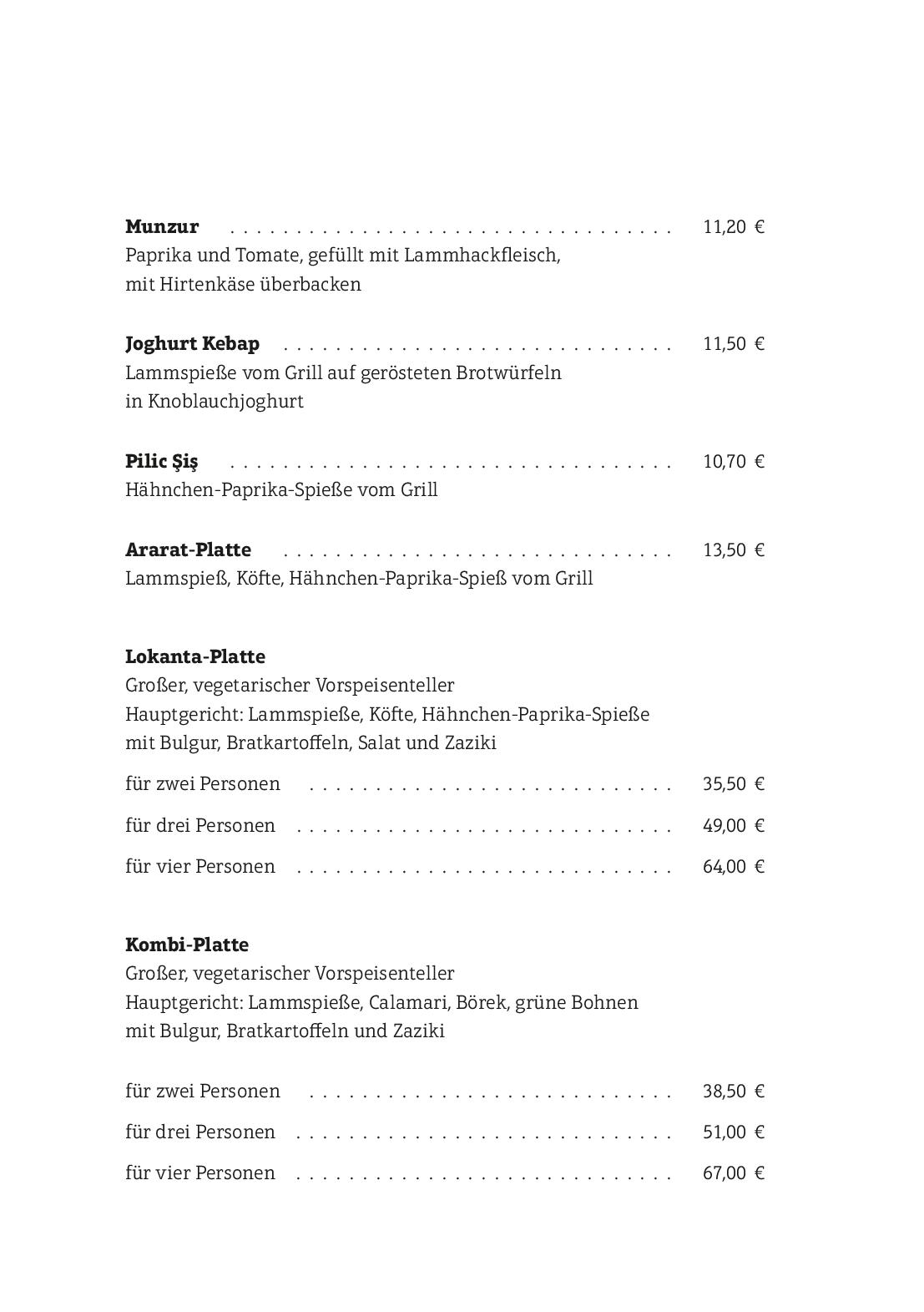 Speisekarte