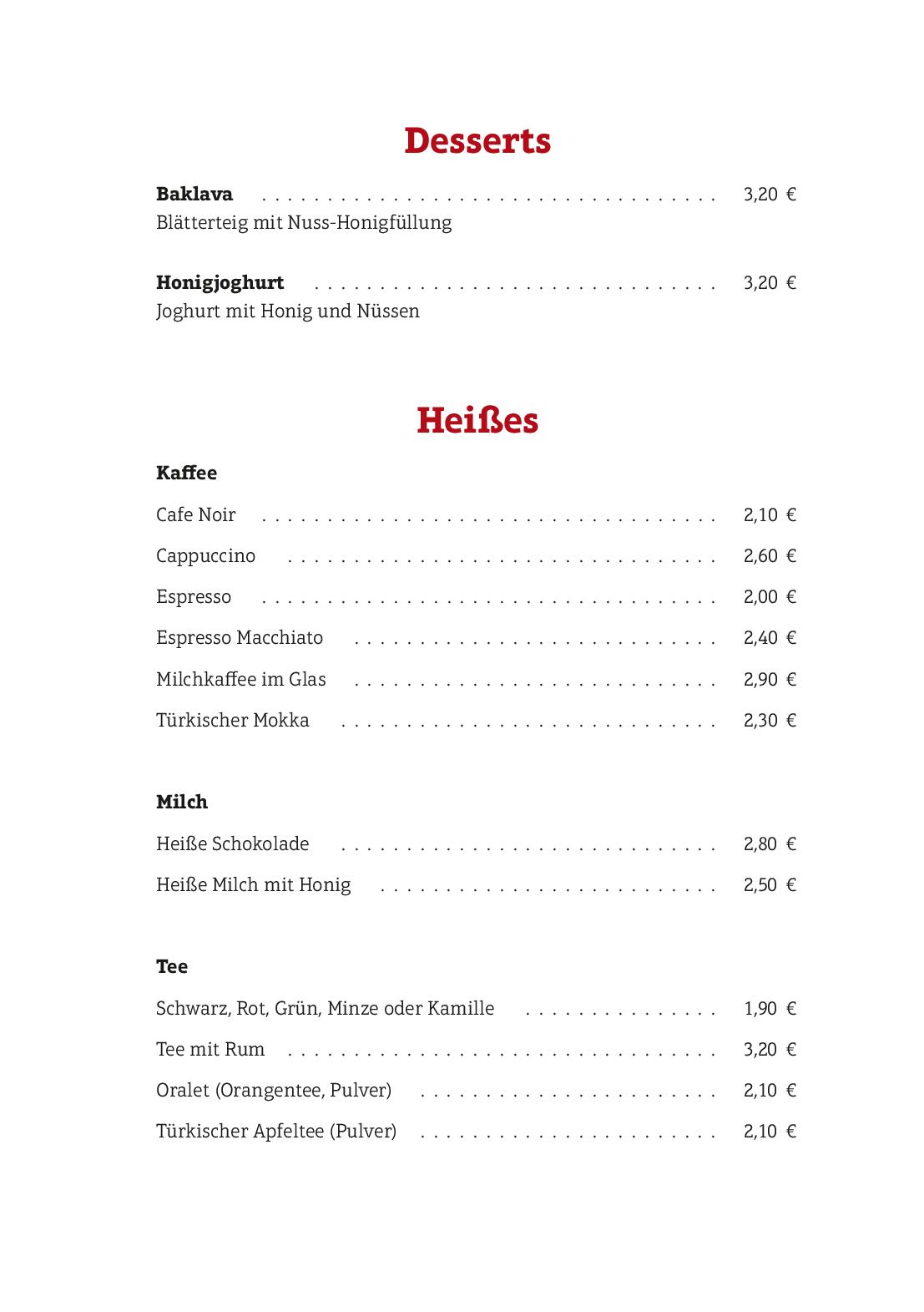Speisekarte