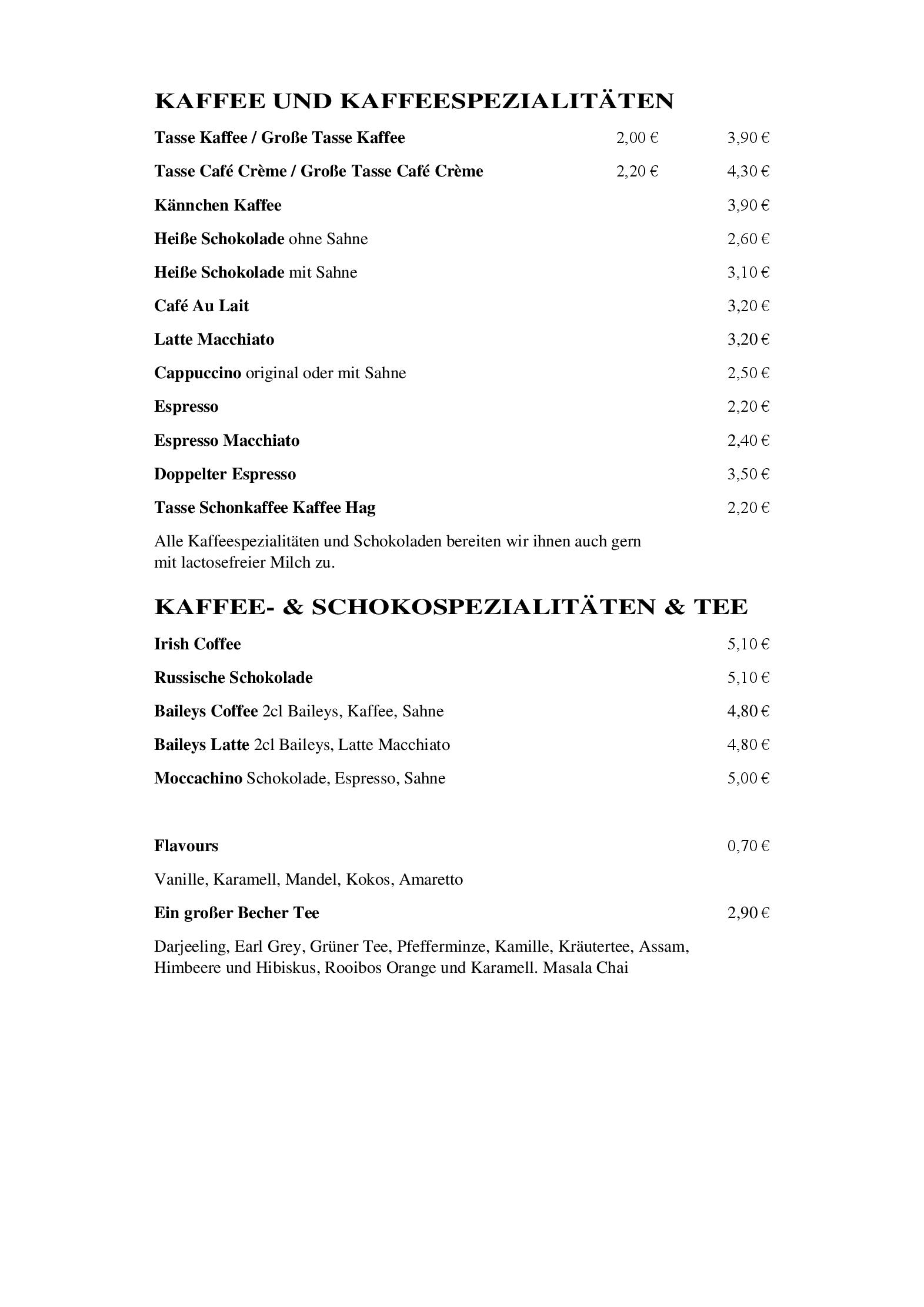 Speisekarte