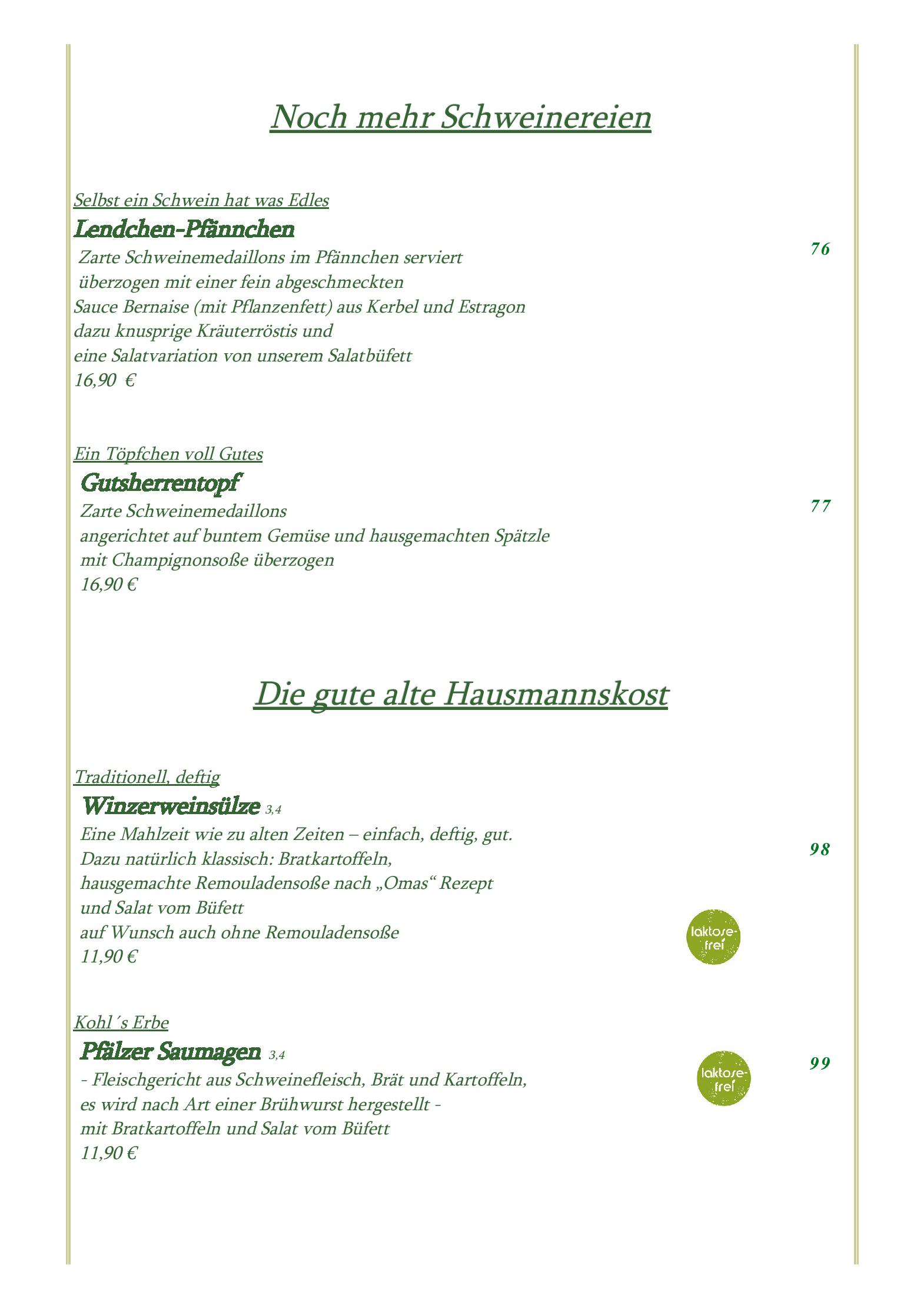 Speisekarte