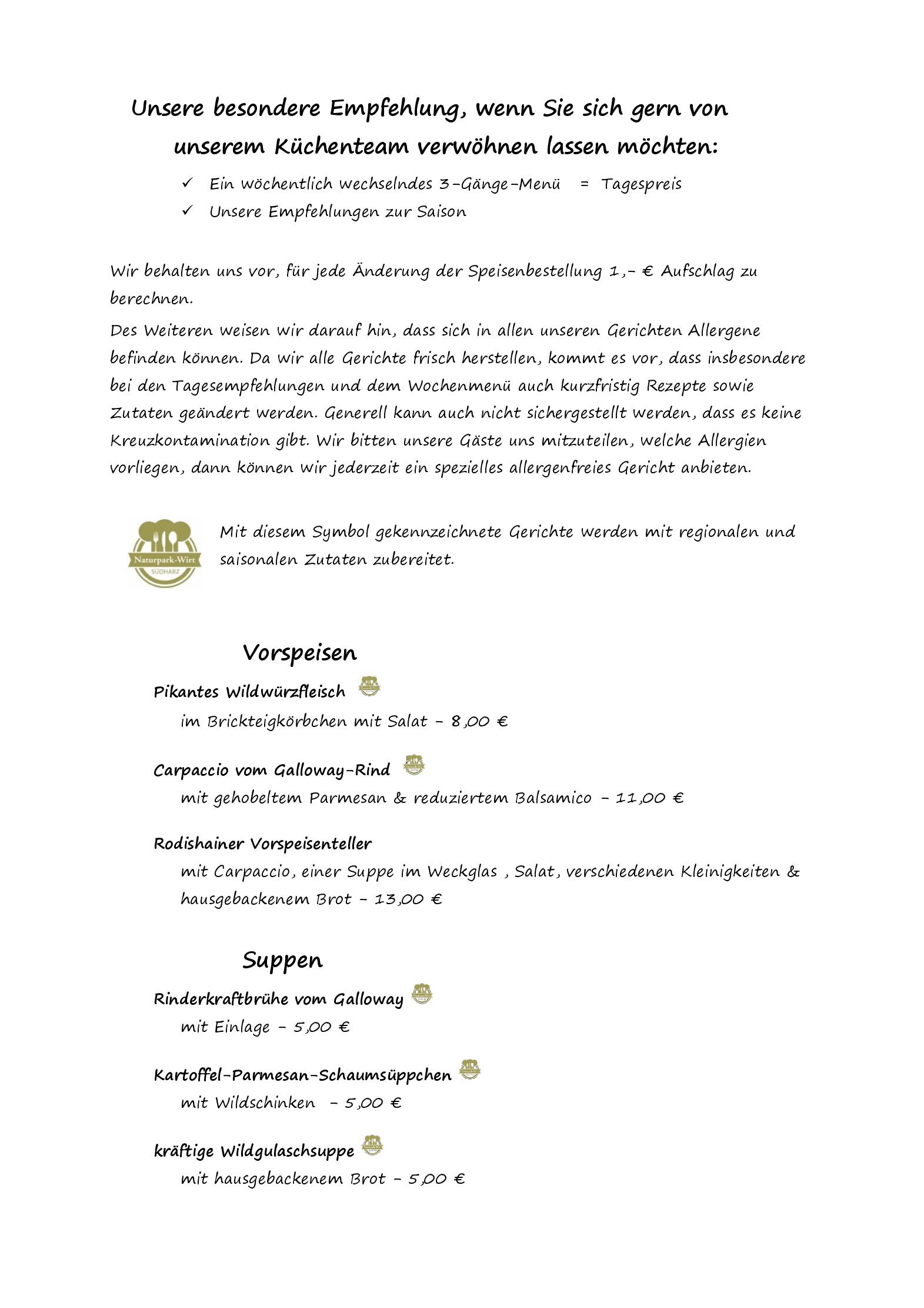 Speisekarte