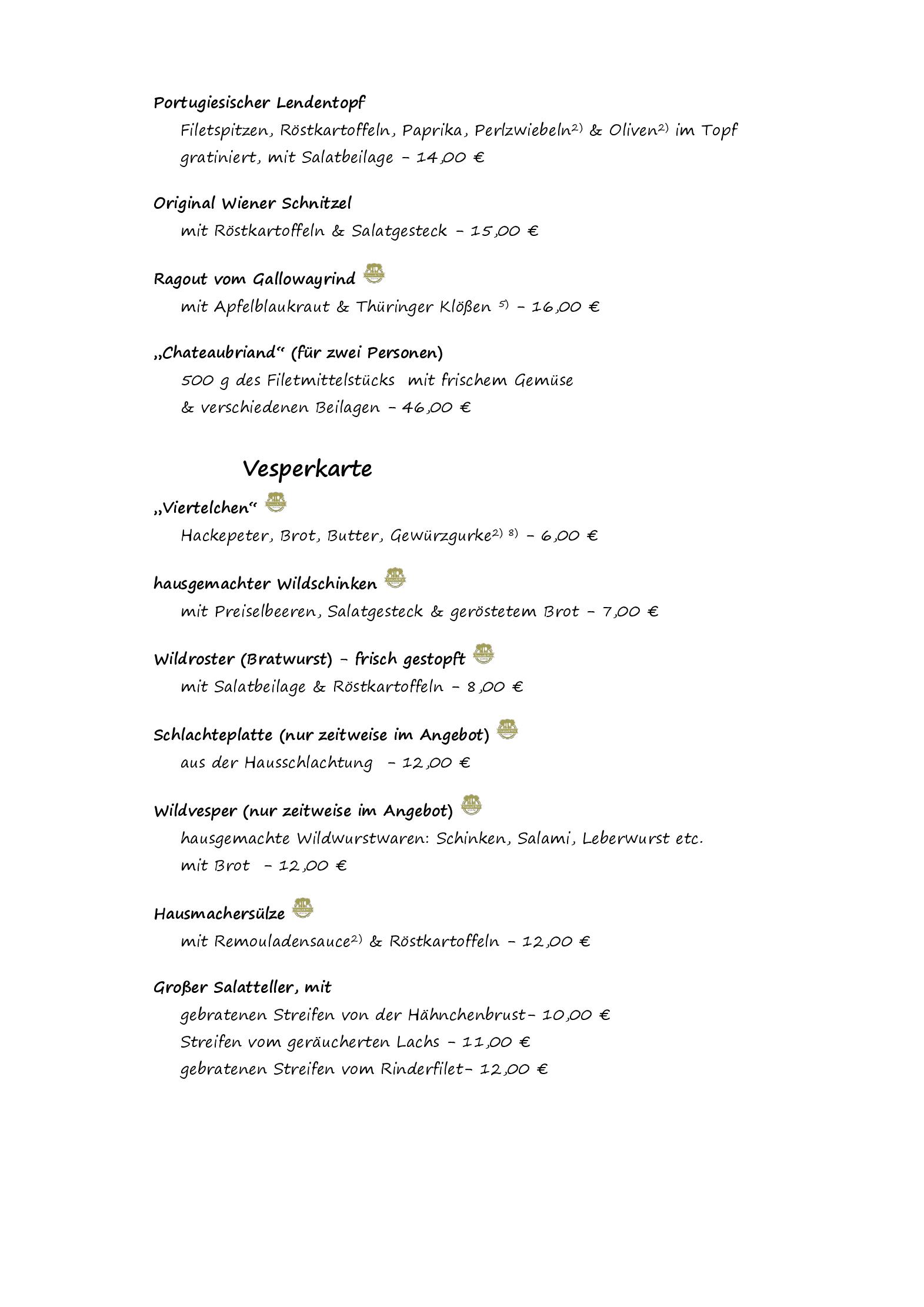 Speisekarte