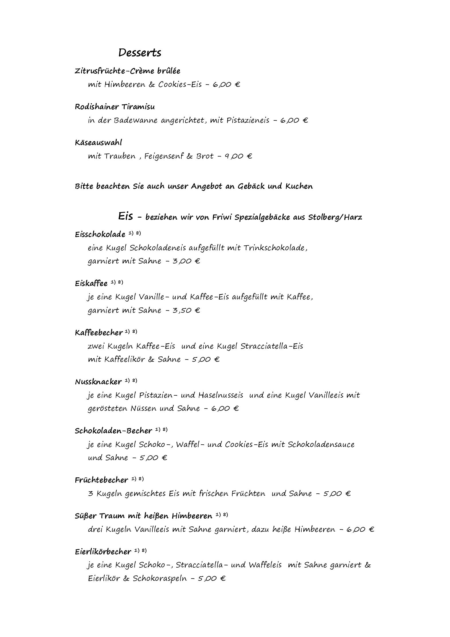 Speisekarte