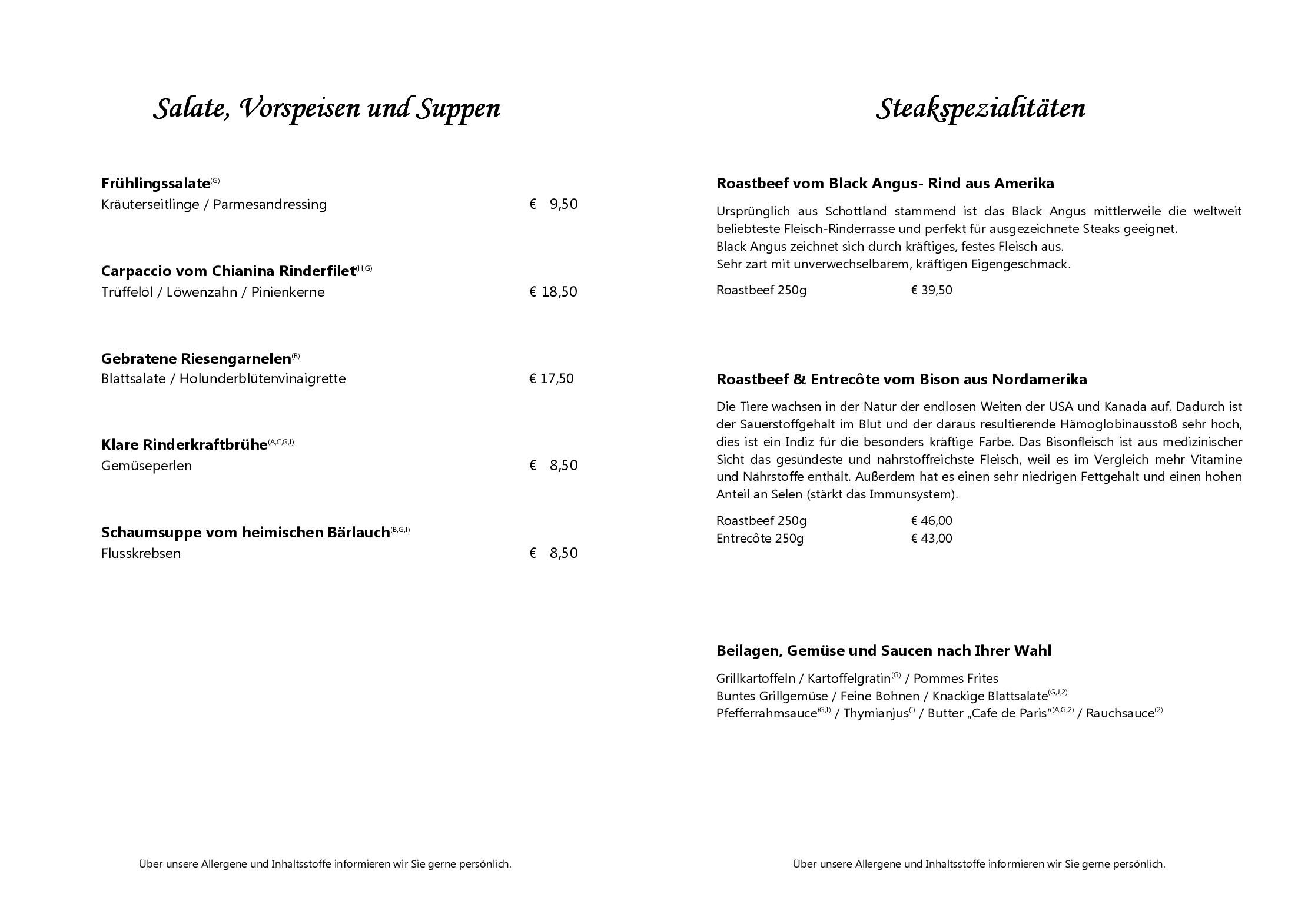 Speisekarte