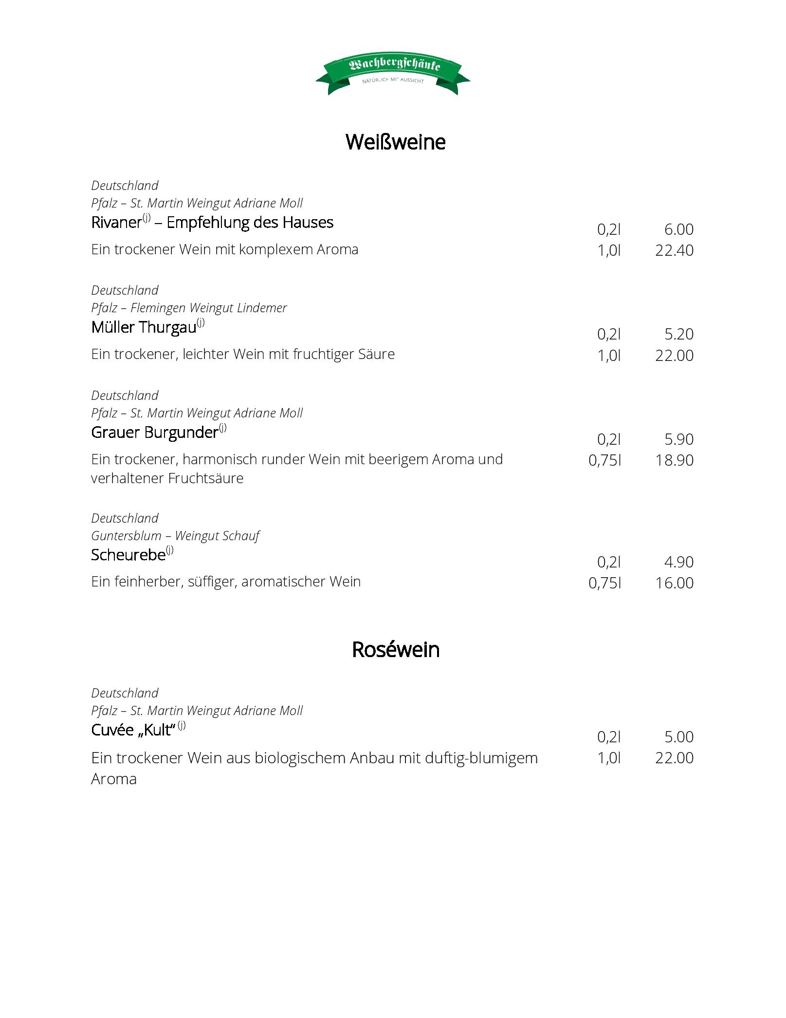 Speisekarte