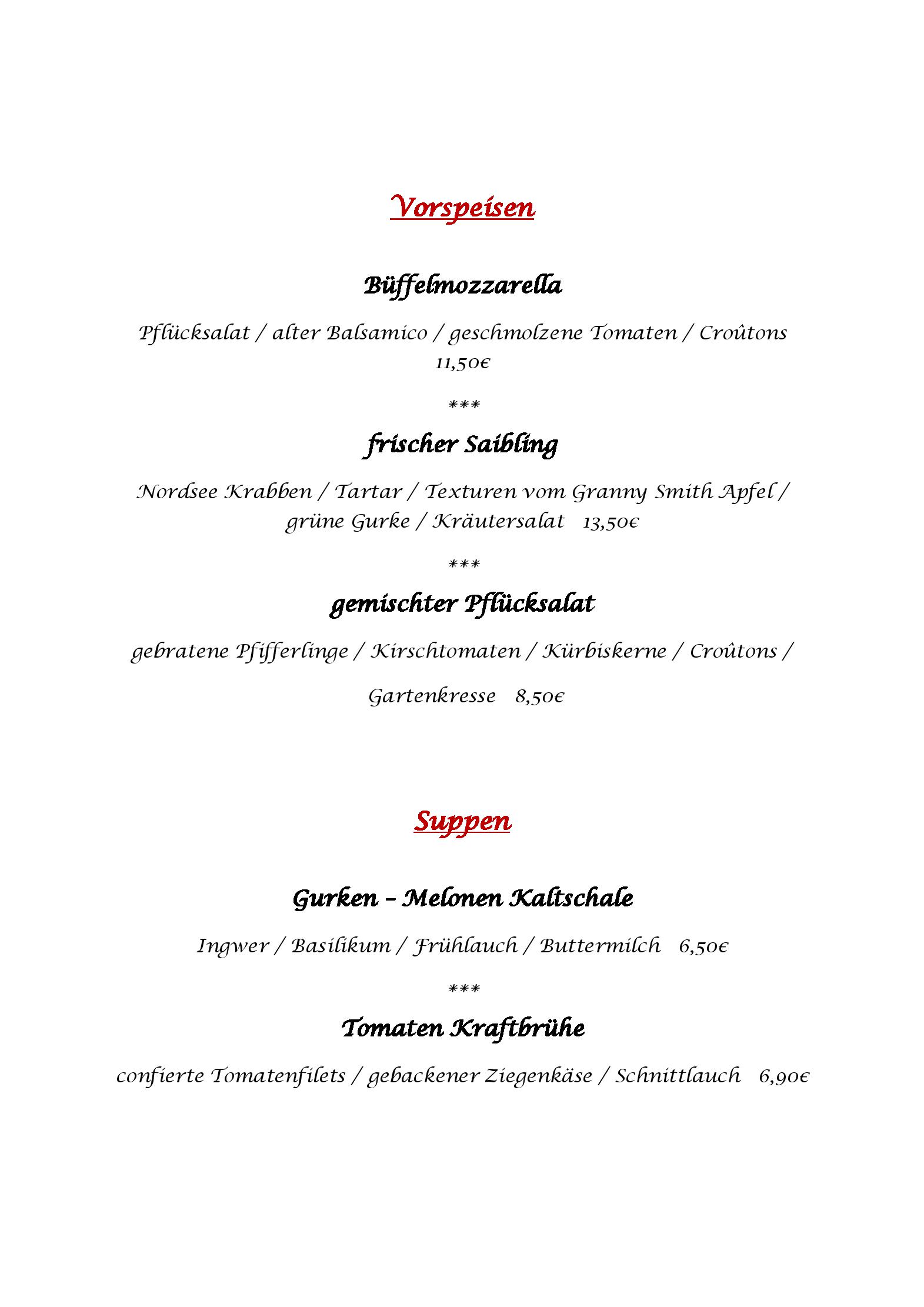 Speisekarte