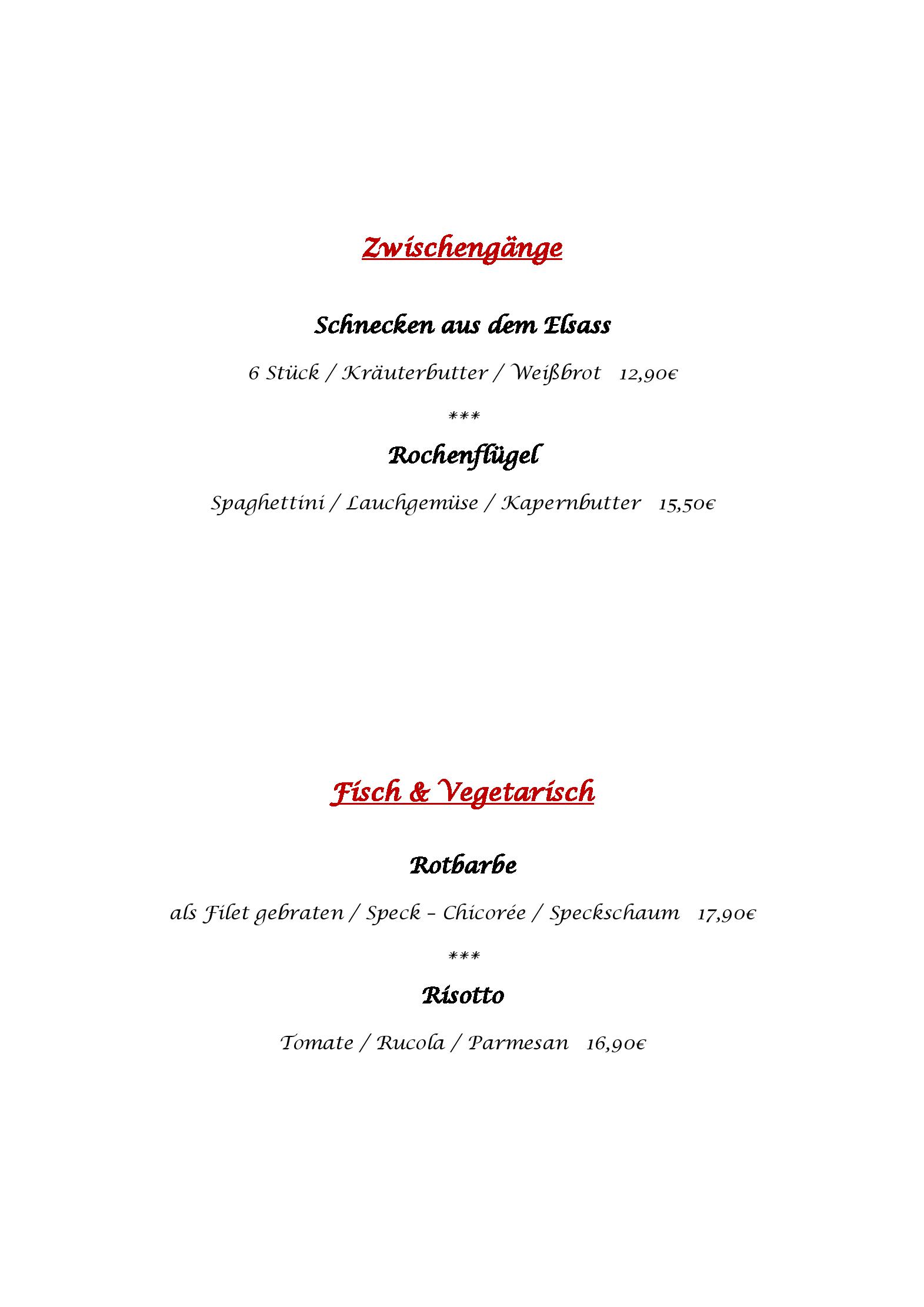 Speisekarte