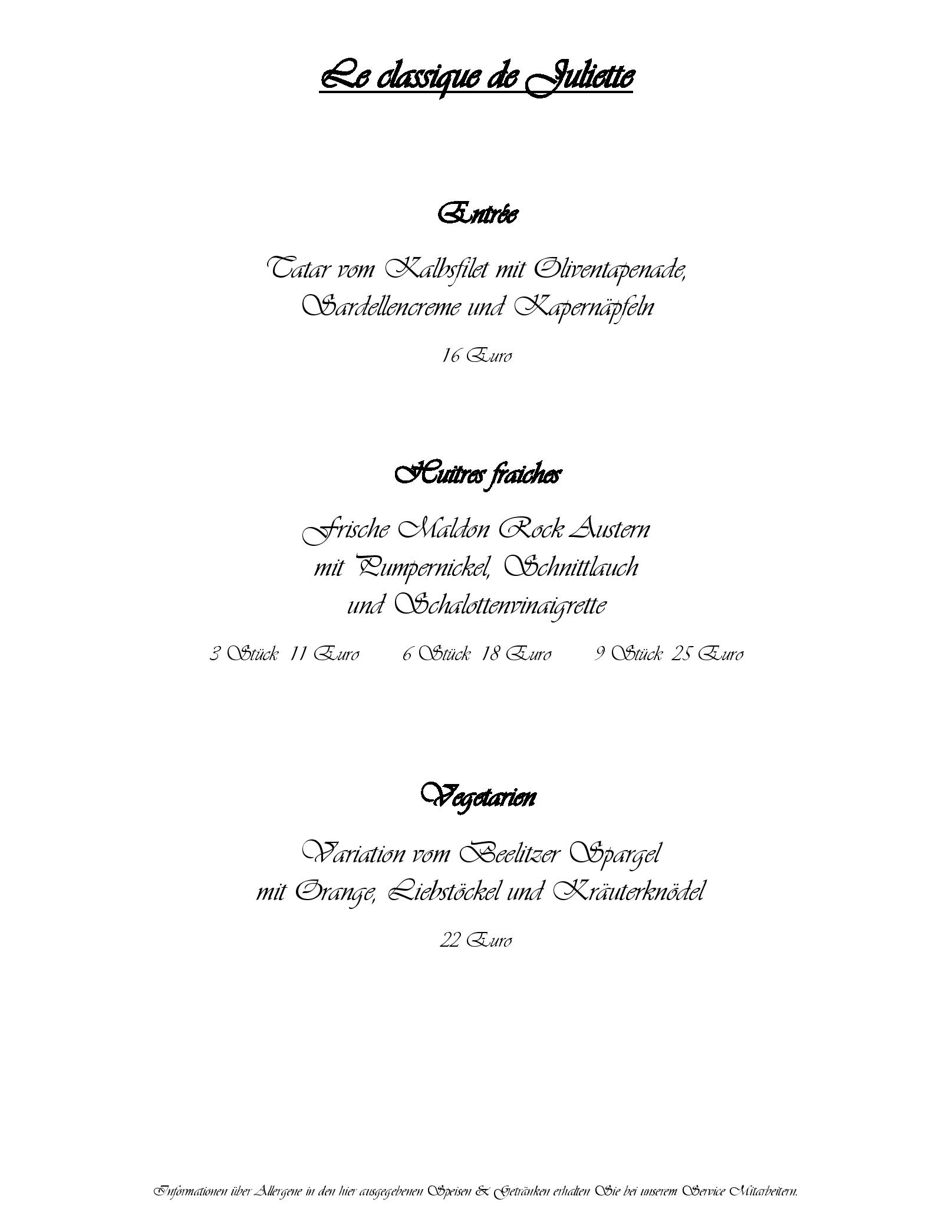 Speisekarte