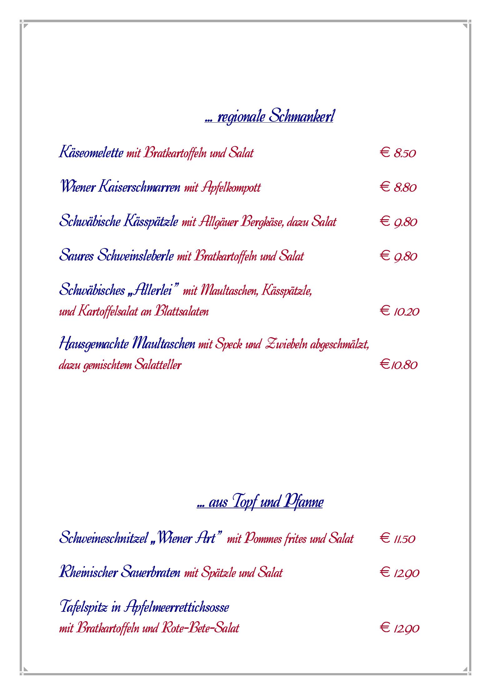 Speisekarte