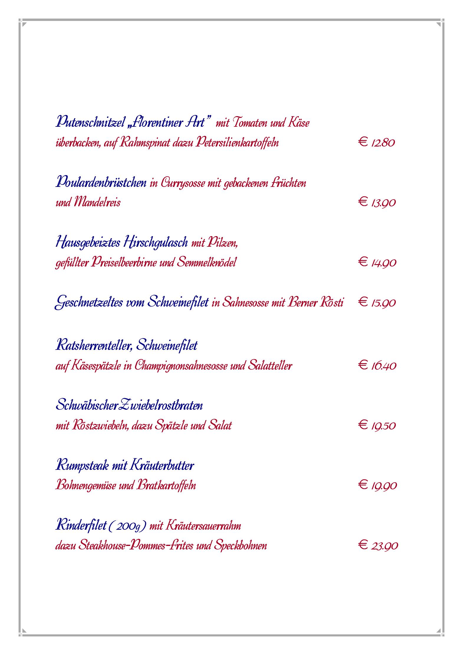 Speisekarte