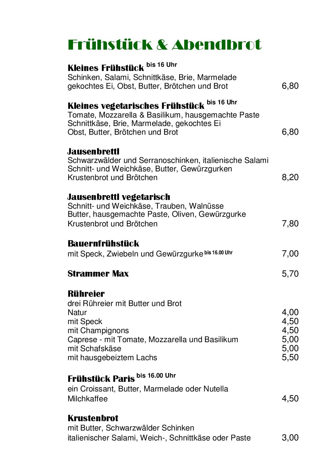 Speisekarte