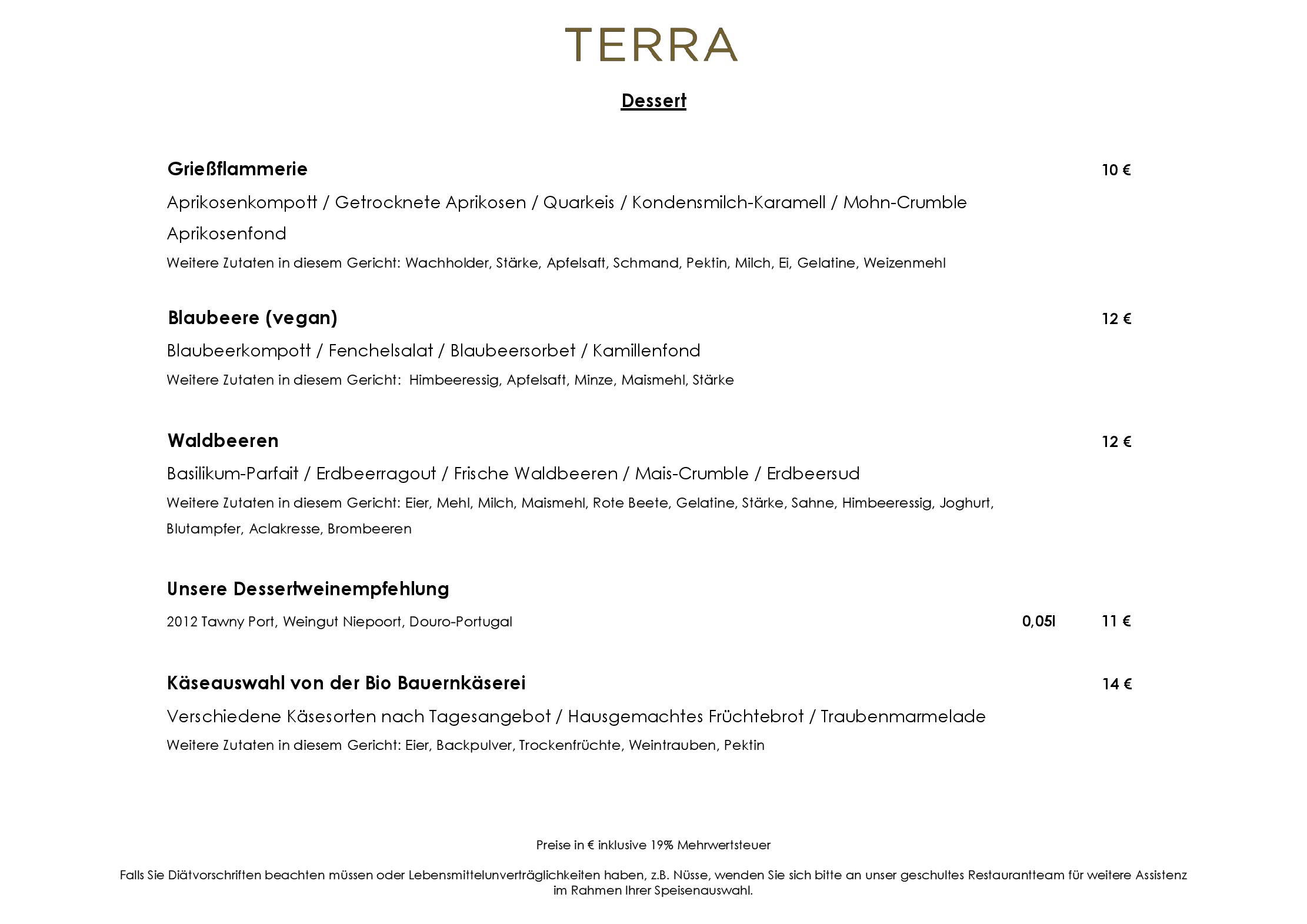 Speisekarte