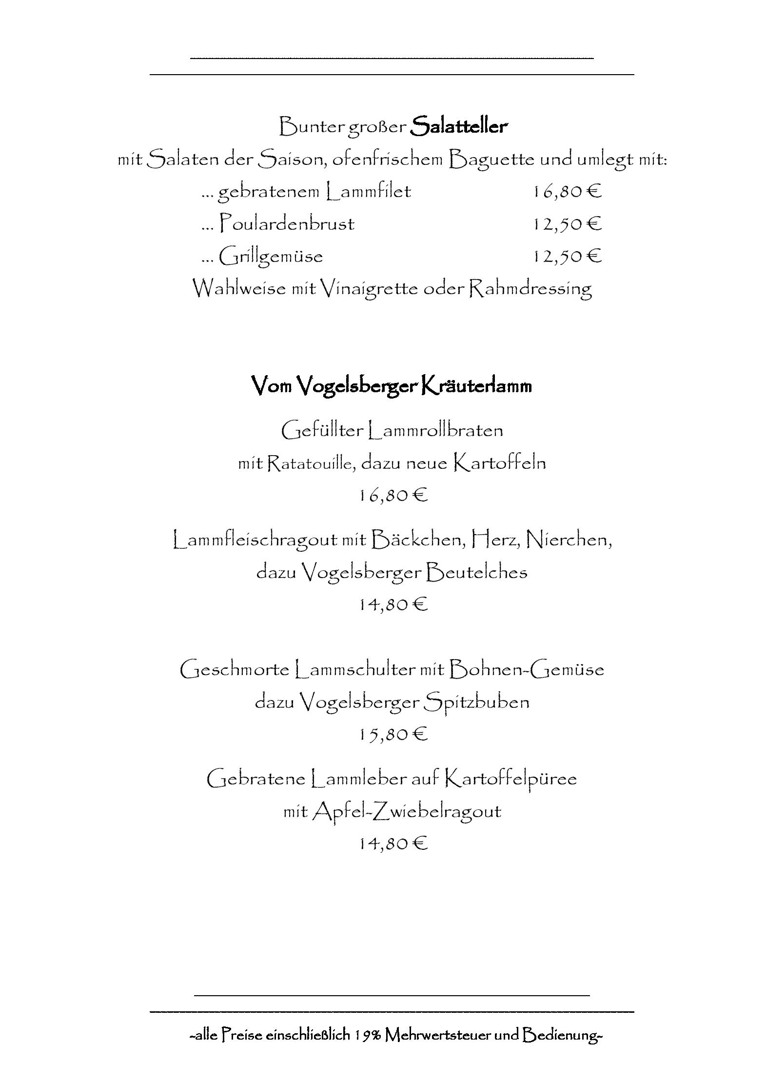 Speisekarte