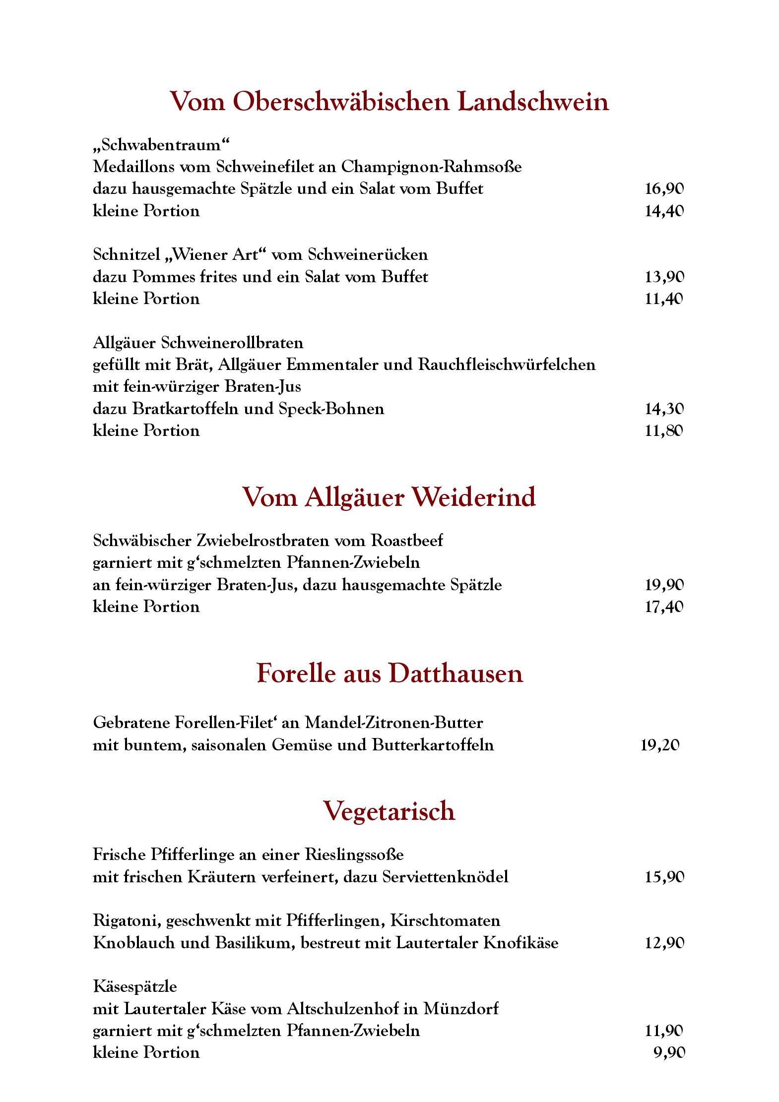 Speisekarte