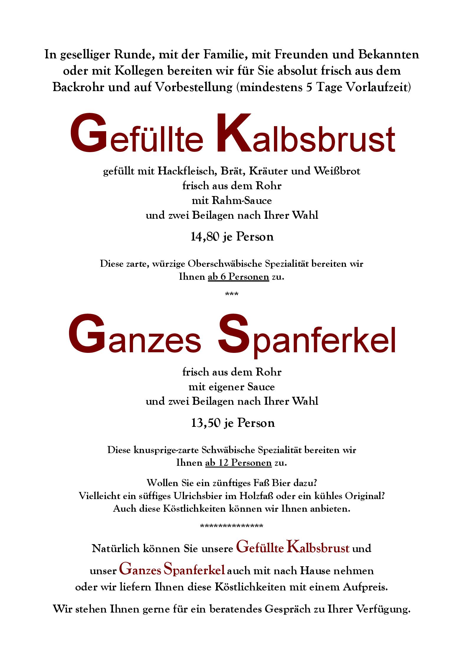 Speisekarte