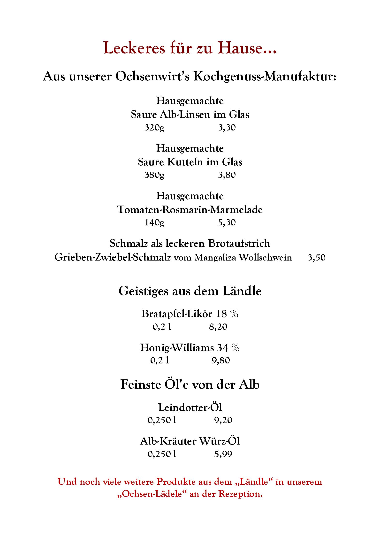 Speisekarte