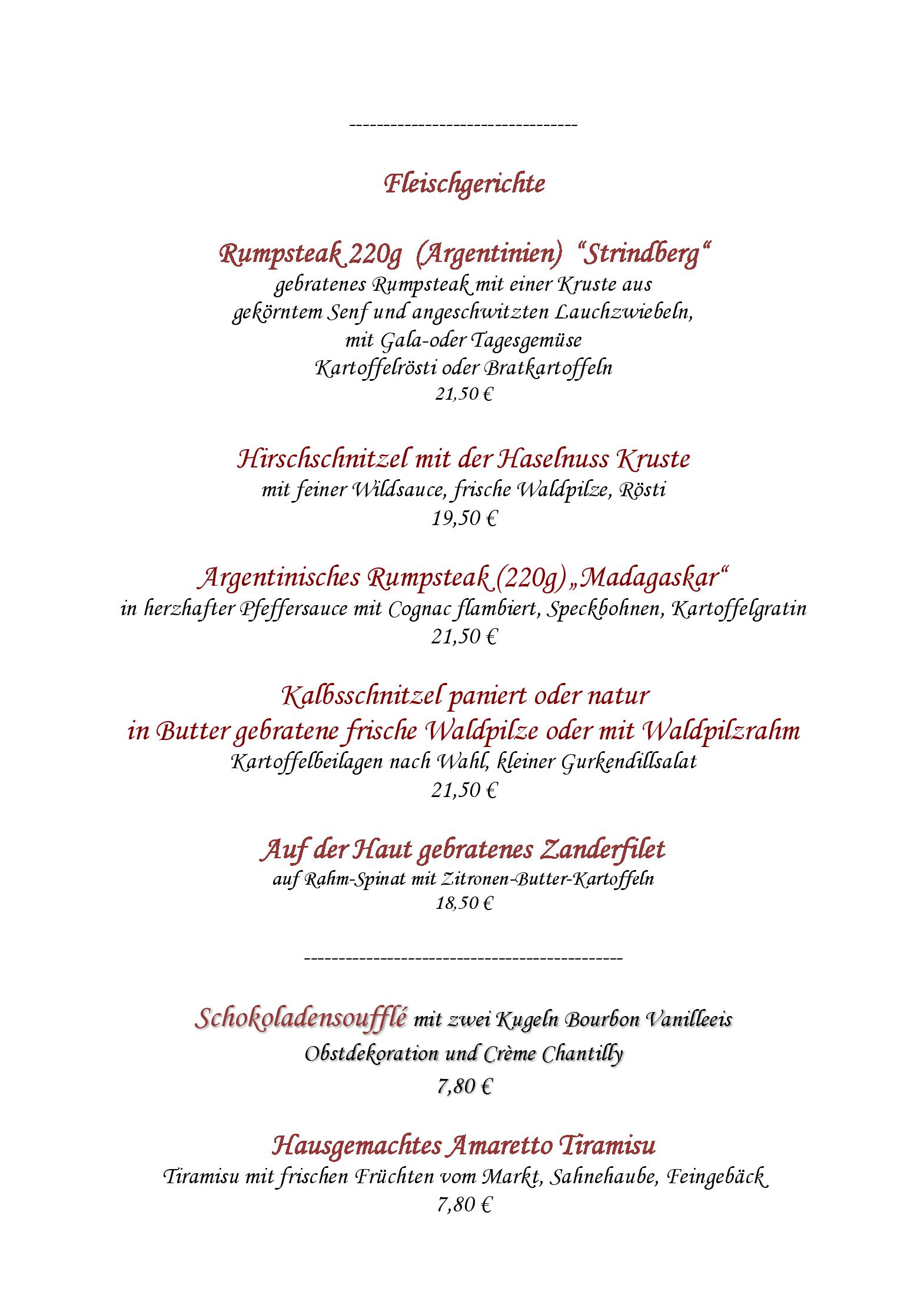 Speisekarte