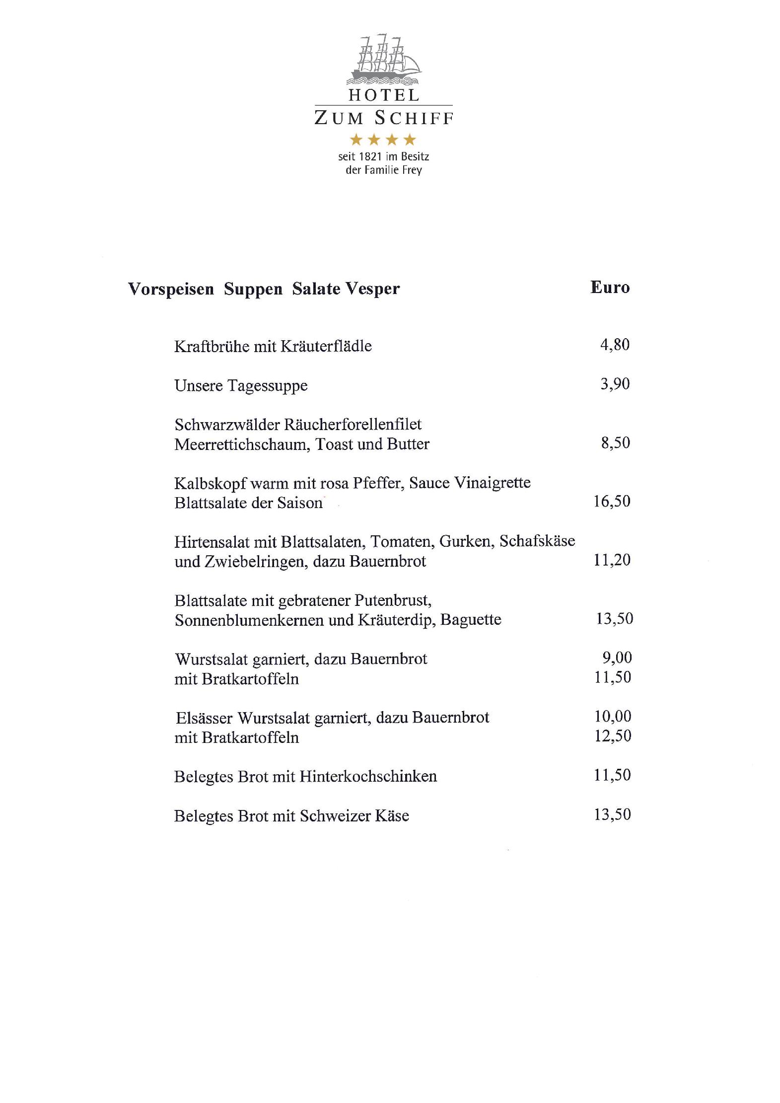 Speisekarte