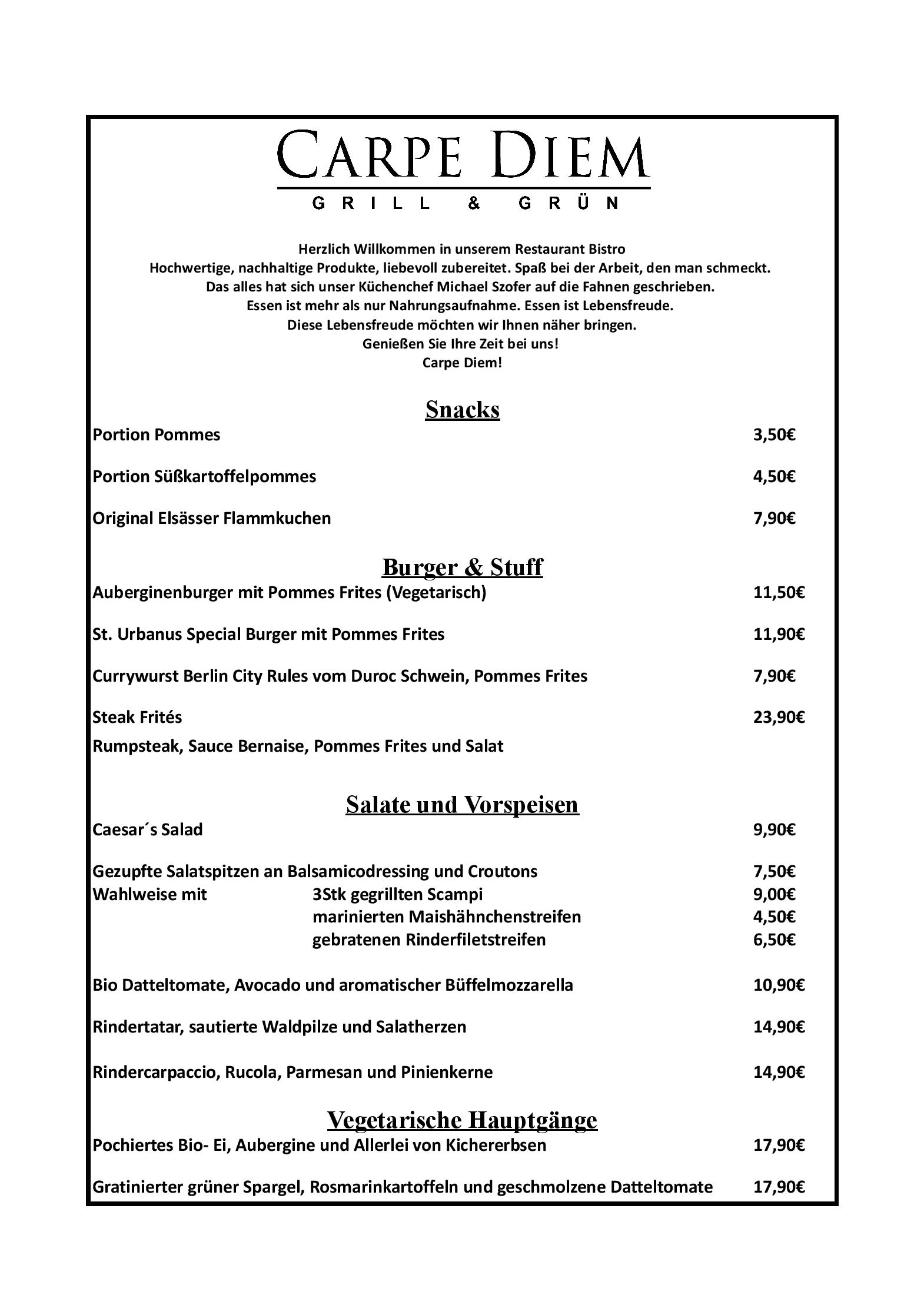 Speisekarte