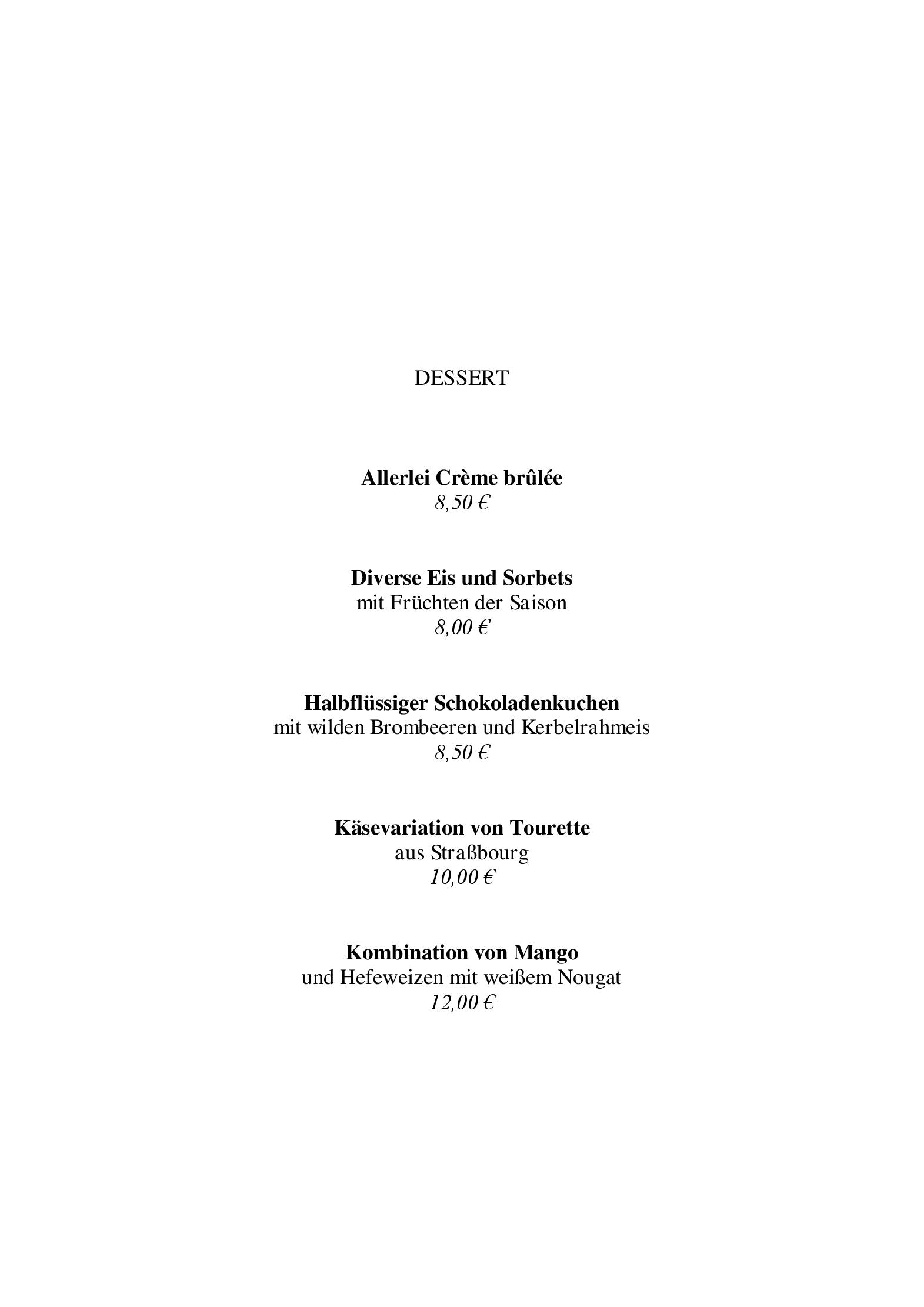 Abendkarte