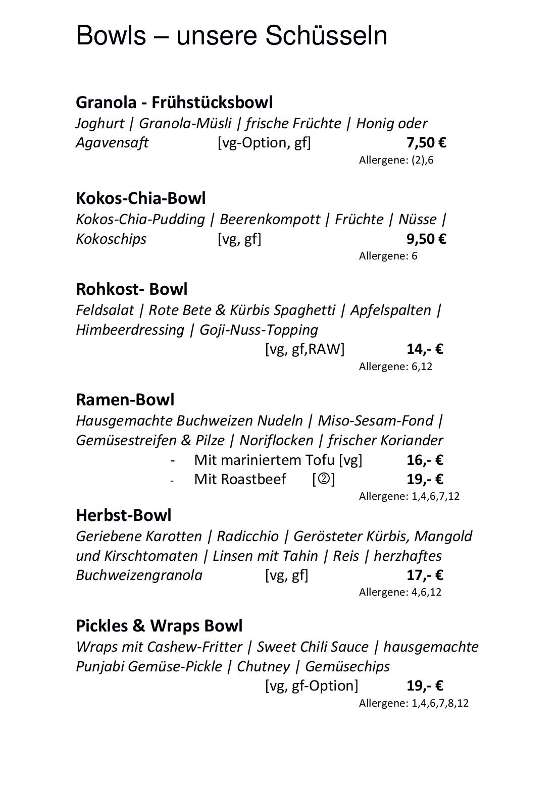 Speisekarte