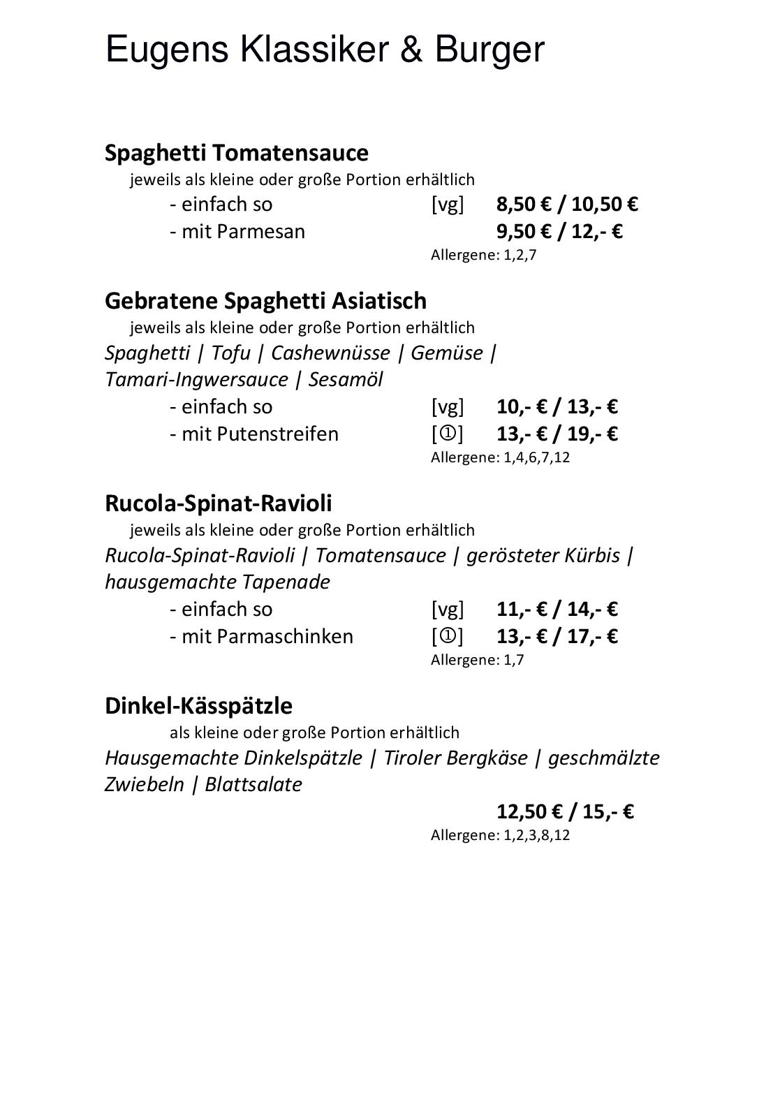 Speisekarte