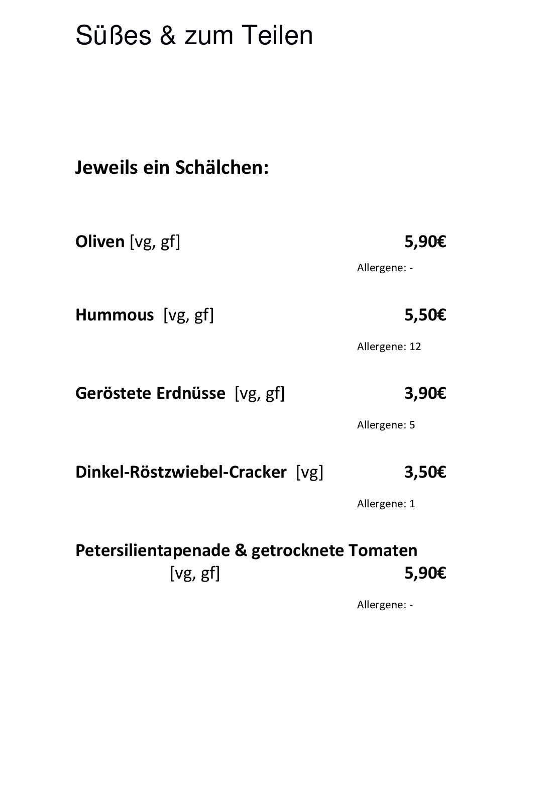 Speisekarte