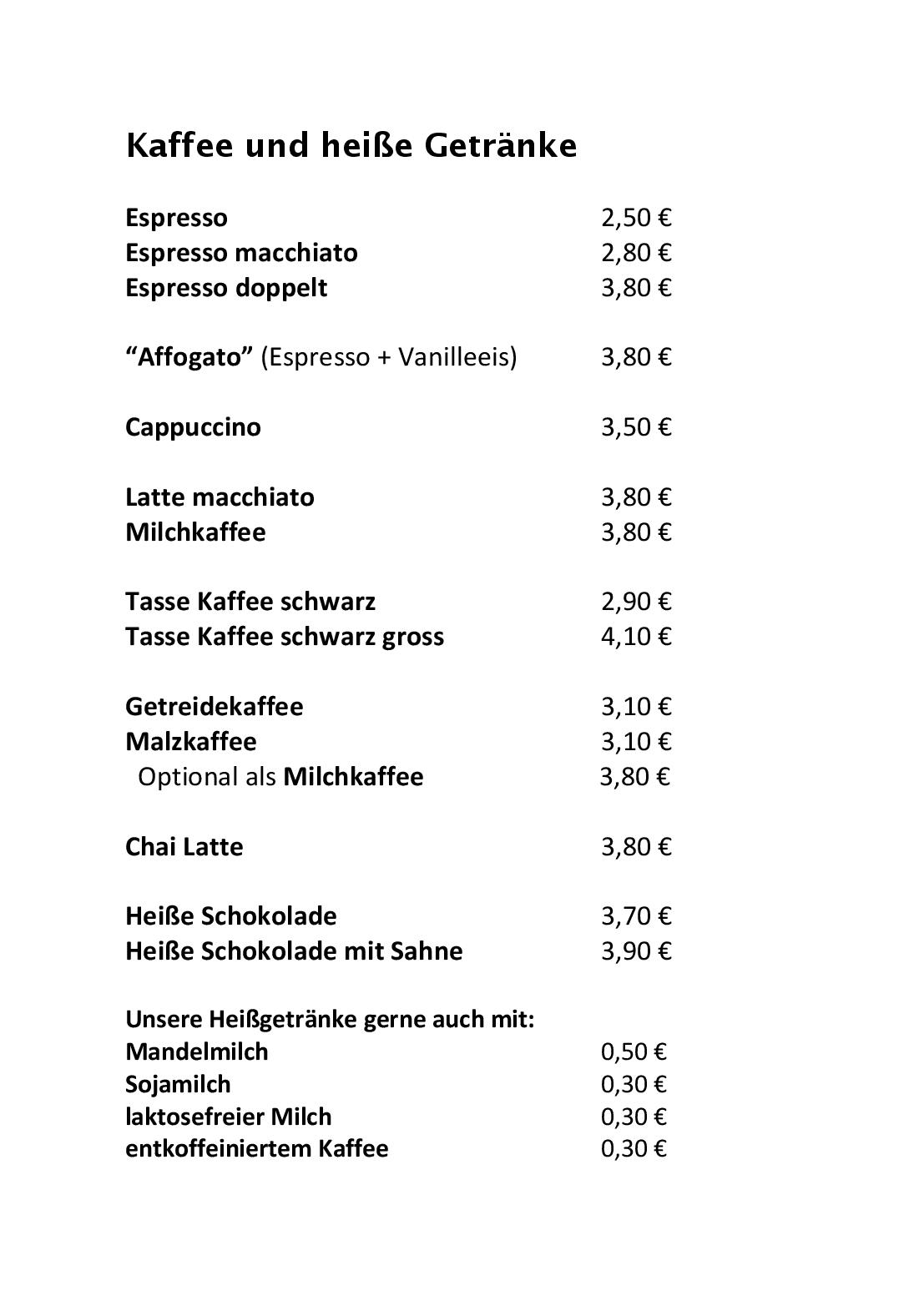 Speisekarte