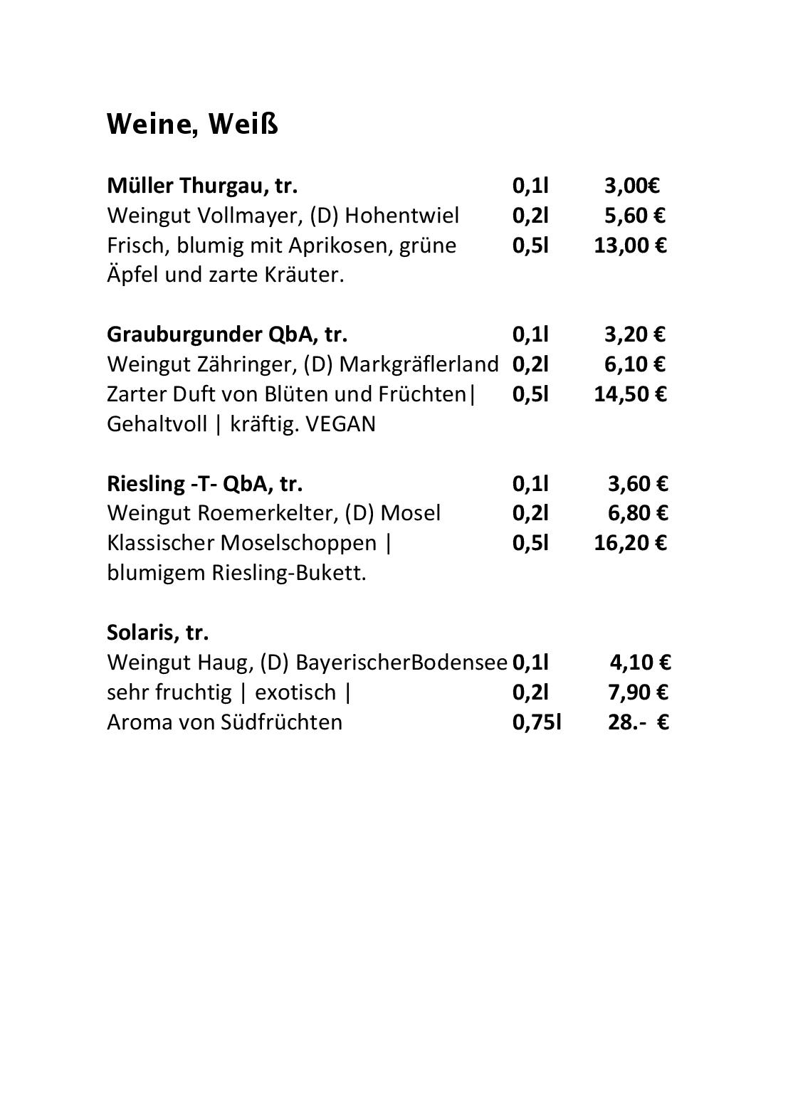Speisekarte