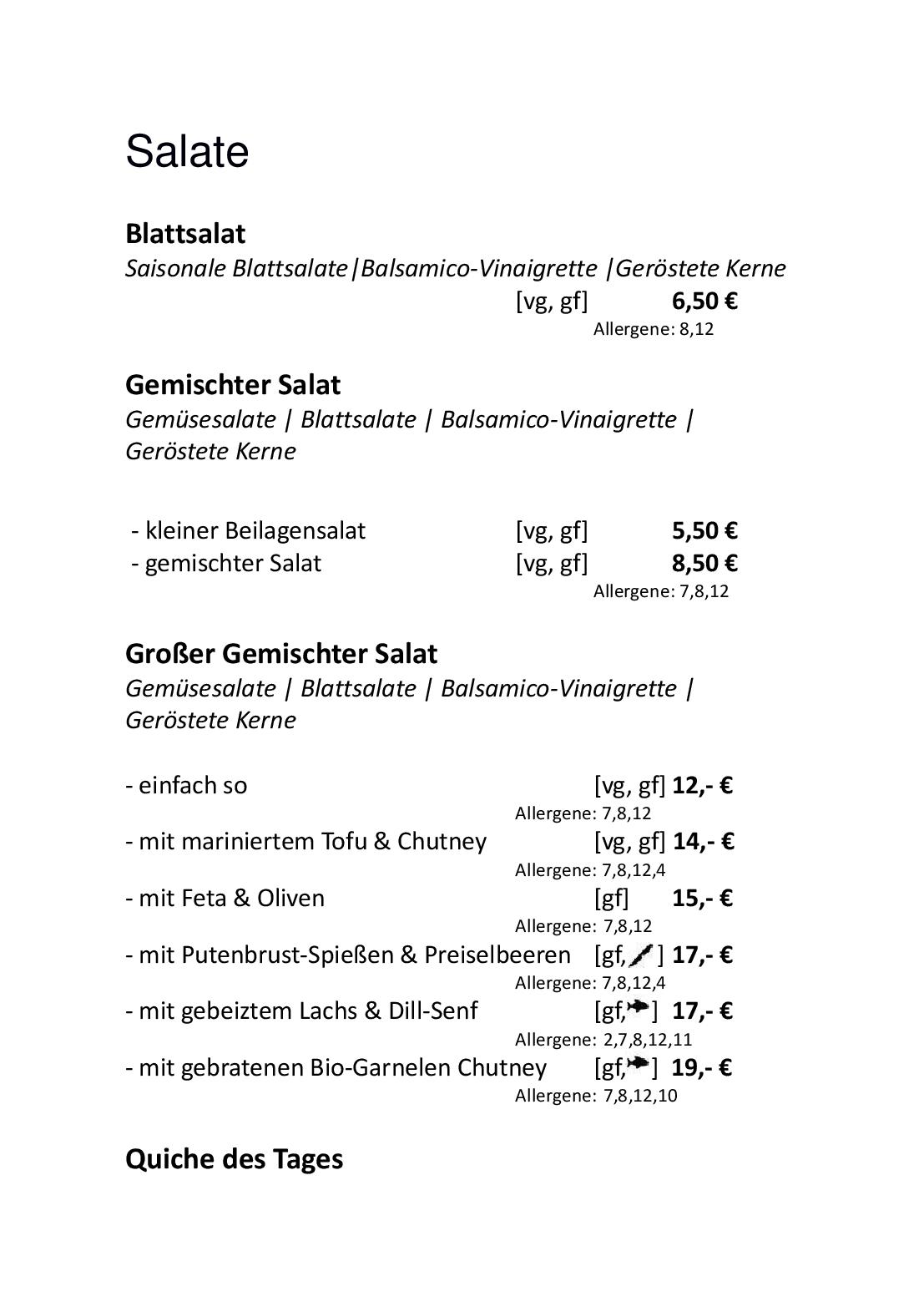 Speisekarte