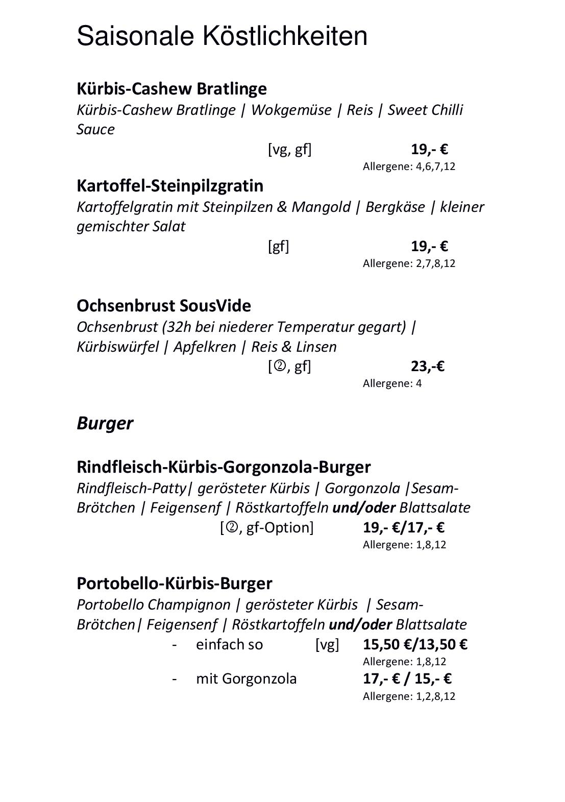 Speisekarte