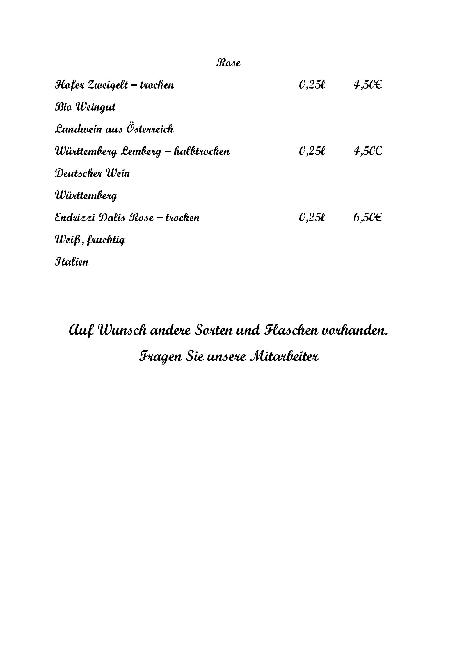 Speisekarte