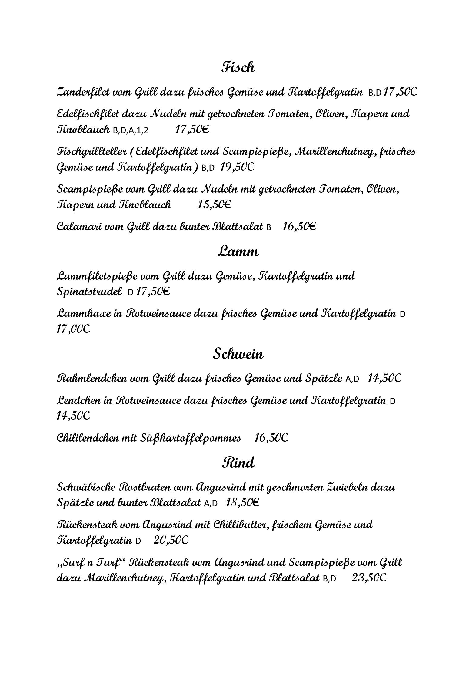 Speisekarte